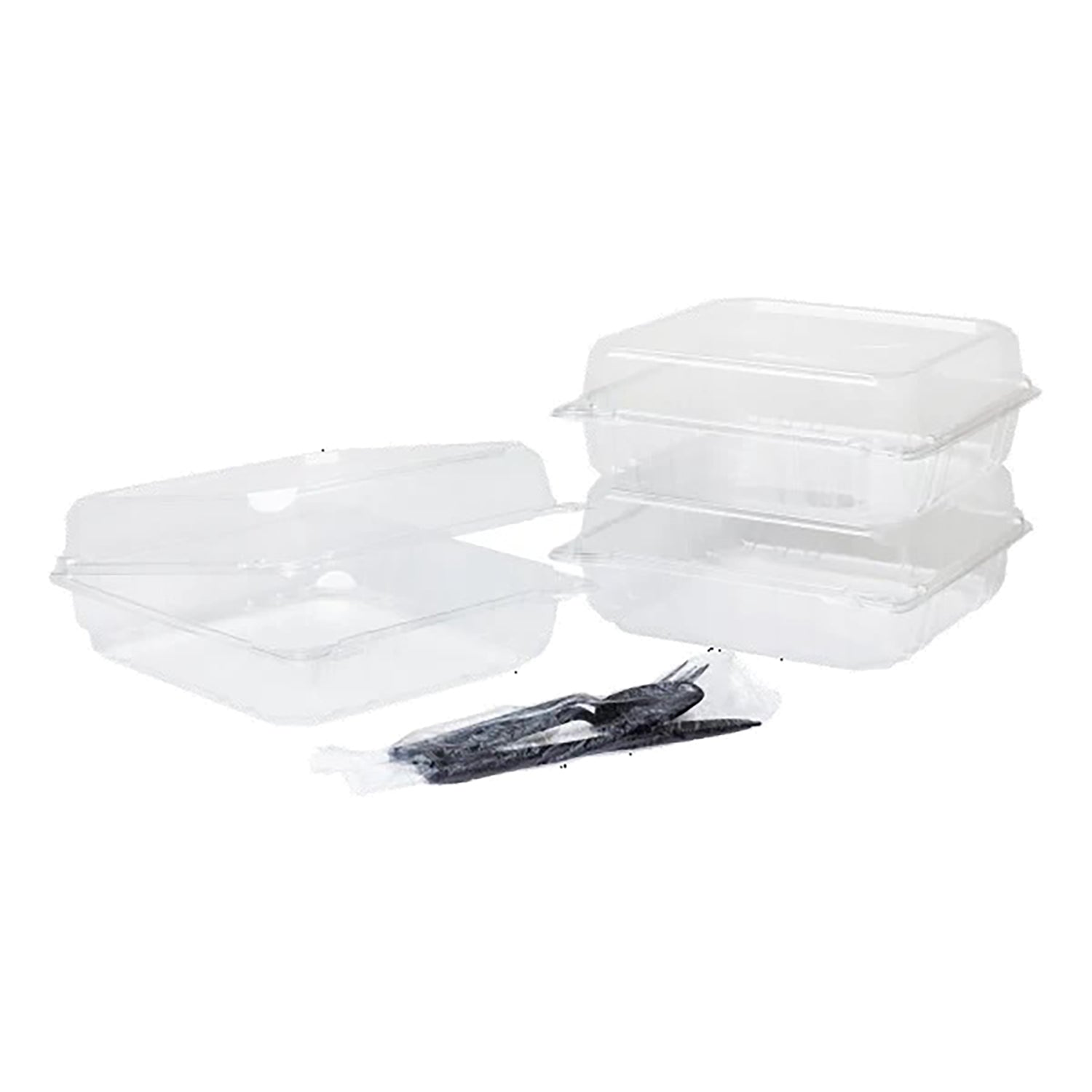9x9 PET Hinged Plastic Containers with Lids - 100 Pack | Food Storage, Meal Prep, Leftovers & Organizing Small Items