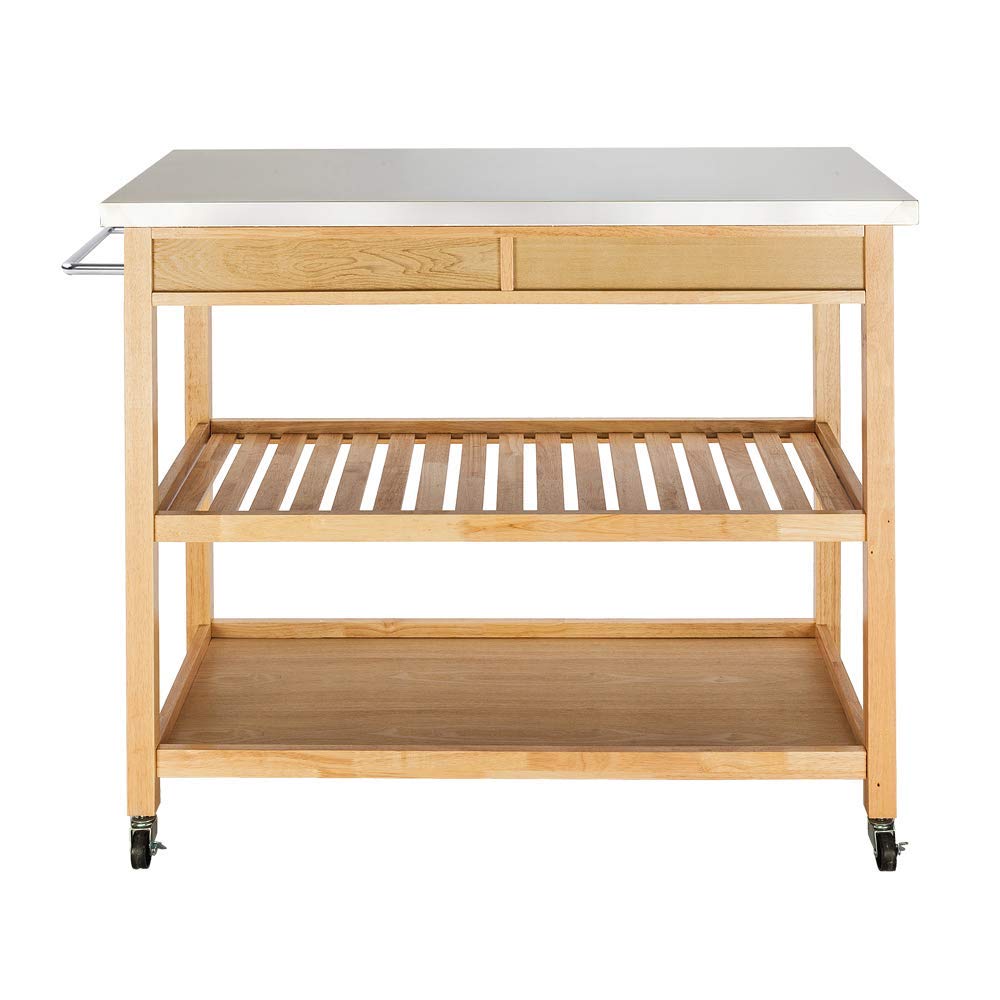 Wooden Kitchen Island Cart with Wheels & Storage - Portable for Dining & Cooking
