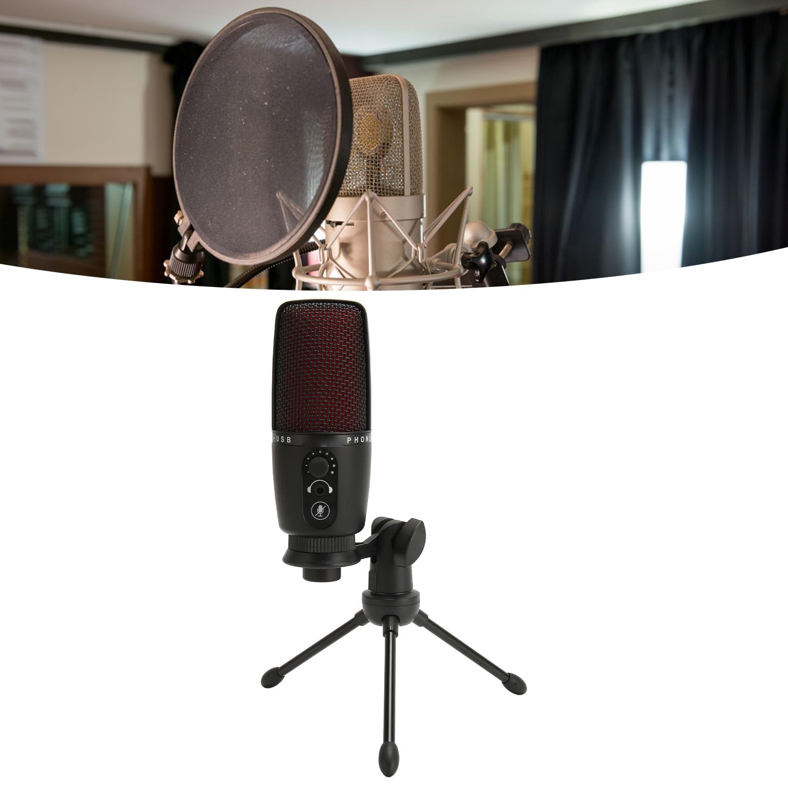 Professional USB Microphone with Cardioid Condenser & RGB Lighting - Noise Cancelling Podcast Mic with Adjustable Tripod Stand for Gaming, Streaming, Recording, Voice Chat (Perfect for Twitch, Discord & YouTube)