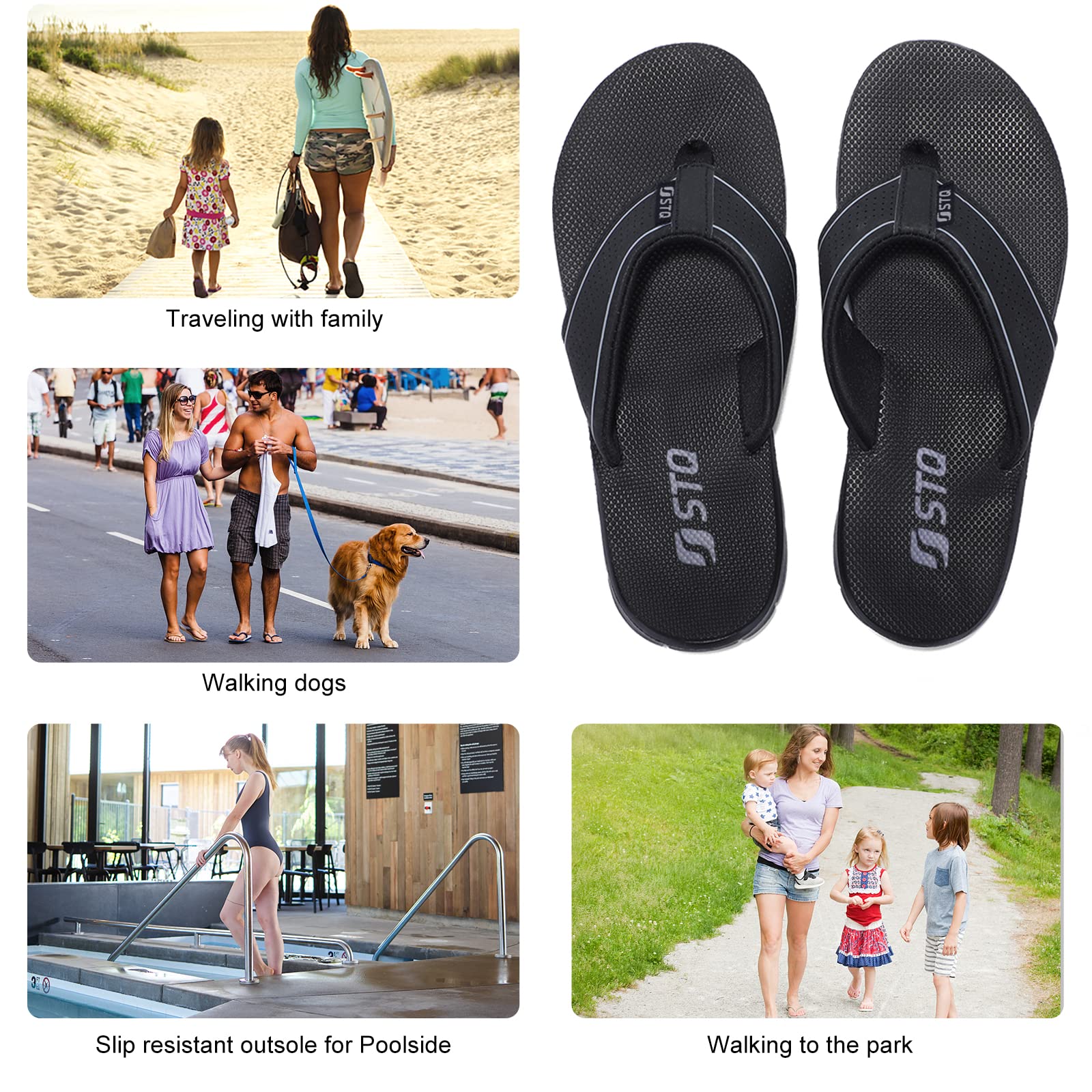 STQ Women's Non-Slip Flip Flops - Comfortable Yoga Mat Thong Sandals for Beach, Pool, Yoga & Outdoor Activities - Lightweight Summer Casual Shoes