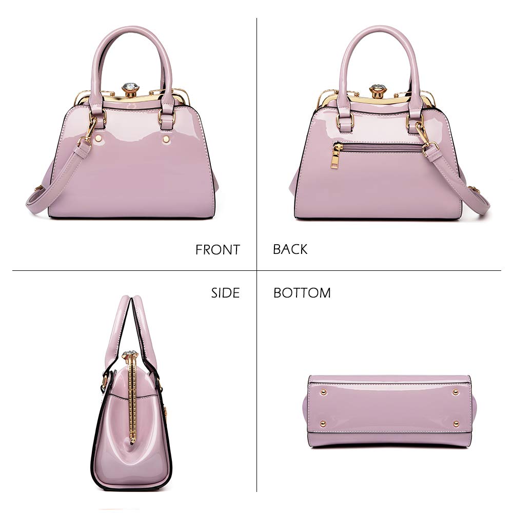 LJOSEIND Shiny Patent Leather Handbag for Women - Fashionable Shoulder Bag & Satchel Purse with Top Handle | Perfect for Work, Party & Daily Use