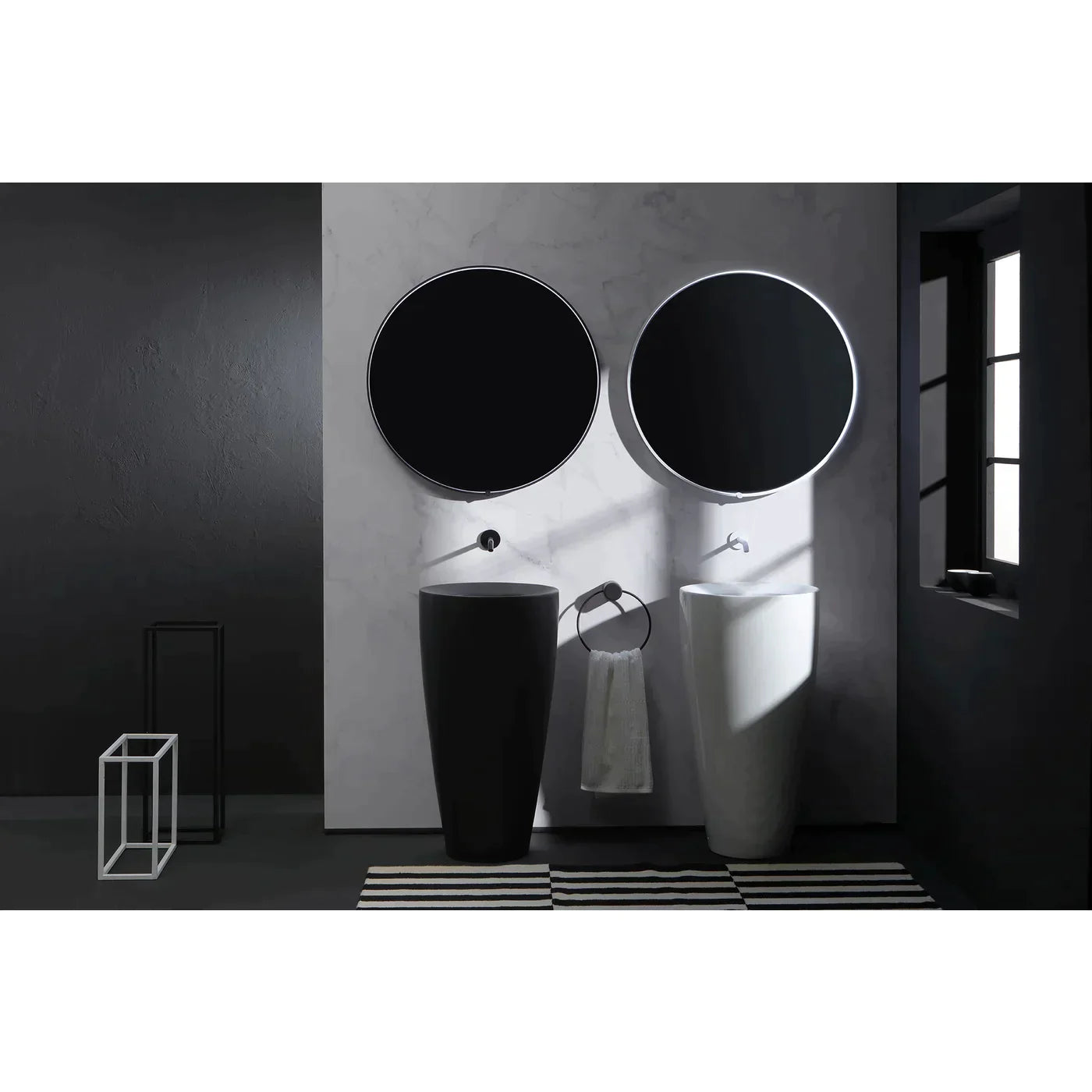Oxygen AVIOR 3 0203 15 Round Lighted LED Bathroom Mirror 48 Inch Black - Perfect for Vanity, Makeup, and Modern Home Decor