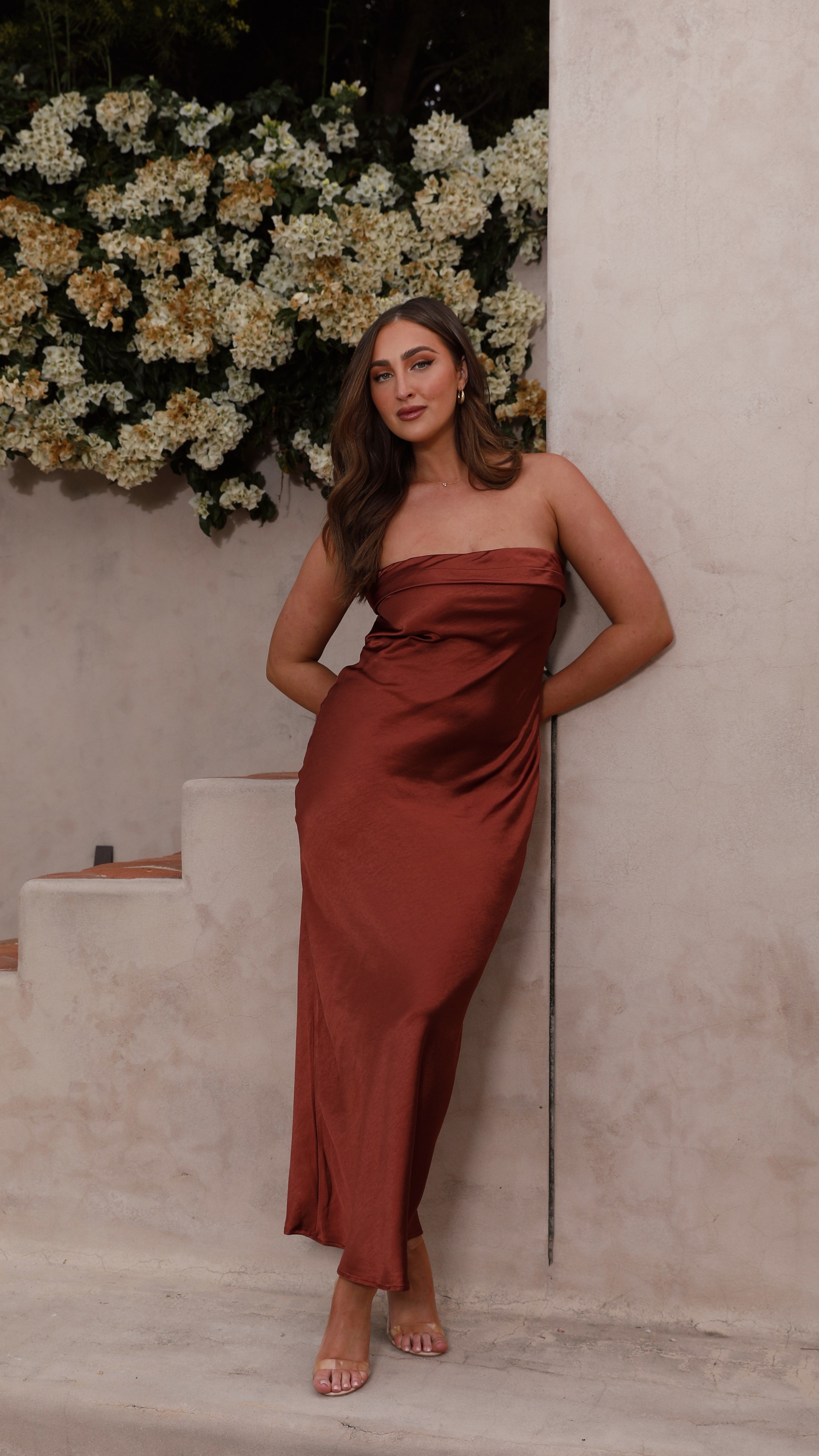 Gisele Maxi Dress in Rust - Elegant Long Flowy Dress for Women | Perfect for Summer, Beach, Weddings & Special Occasions