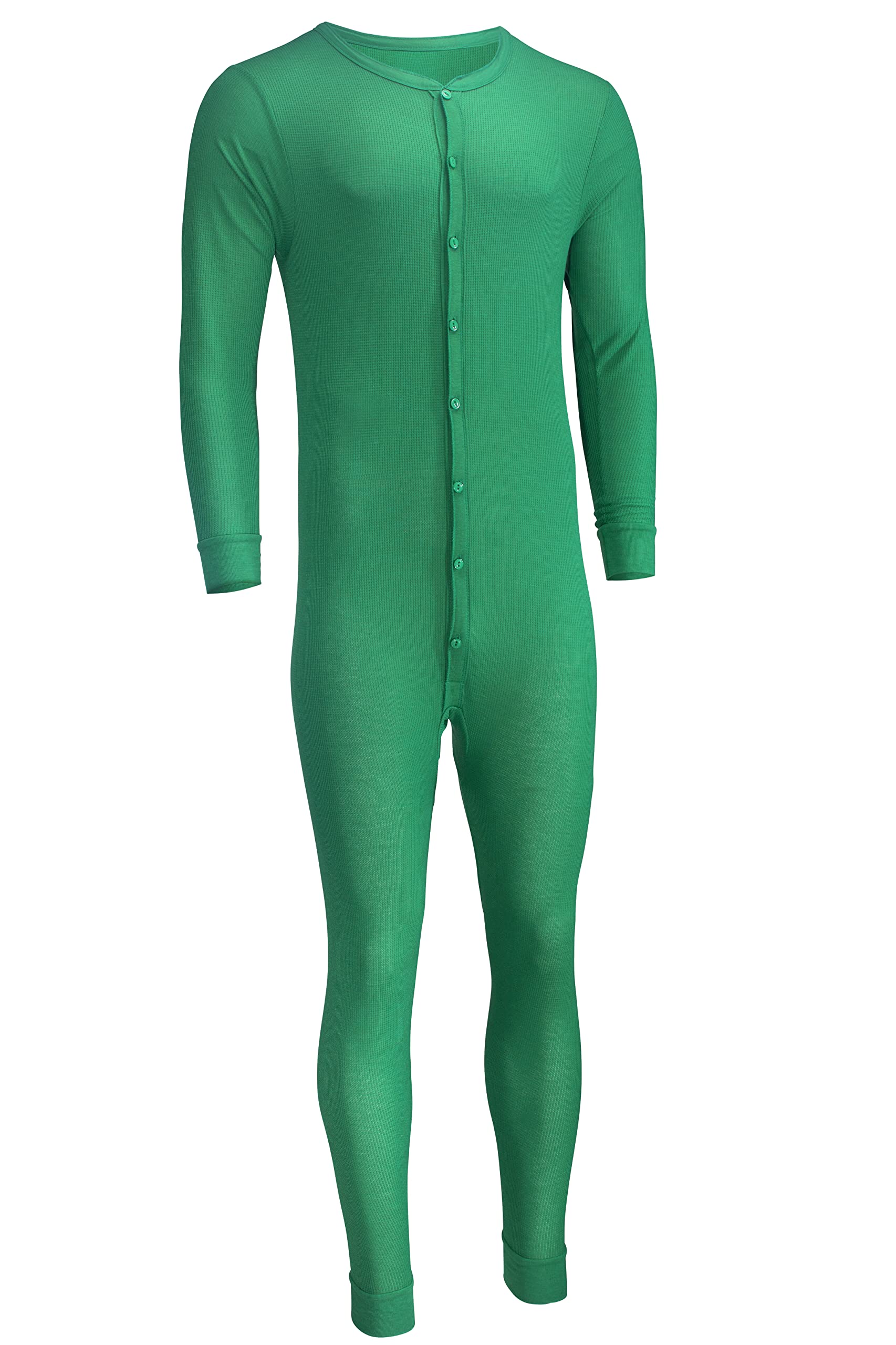 North 15 Men's Waffle Thermal Union Suit Underwear - Holiday Red & Green - Sizes S to 5XL - Cozy Winter Loungewear for Christmas & Cold Weather