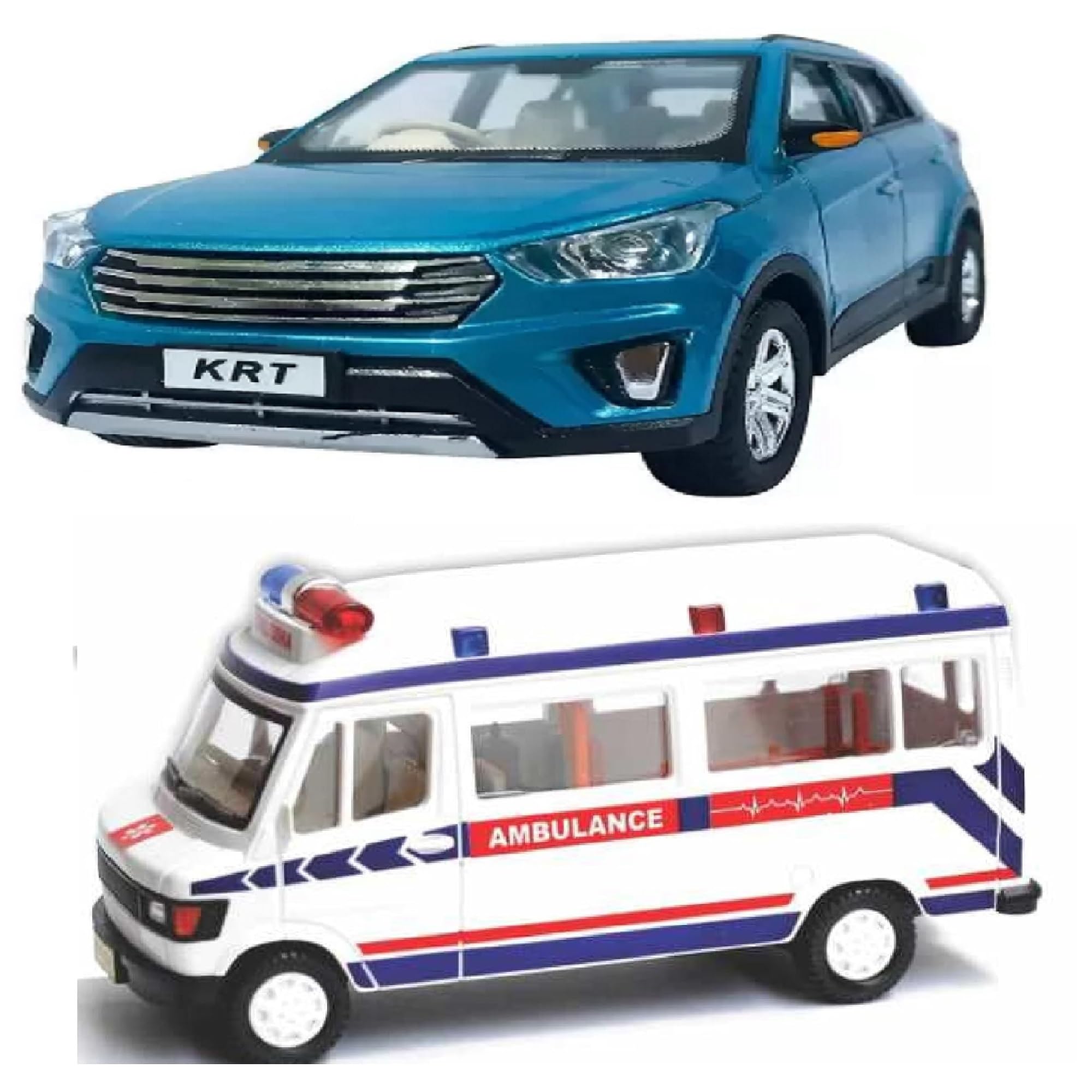 Shell Kid Ambulance Toy with Creta Car Toy - Colorful Emergency Vehicle Playset for Kids - Perfect for Pretend Play, Role-Playing Games & Learning About Community Helpers