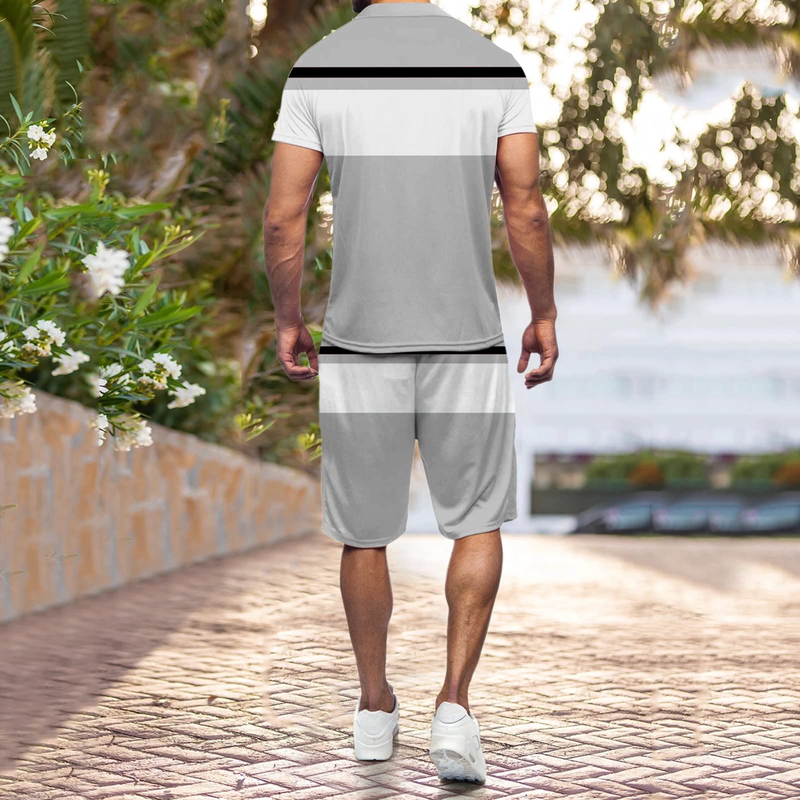 Men's Summer 2-Piece Outfit - Short Sleeve T-Shirt & Shorts Set for Party & Beach