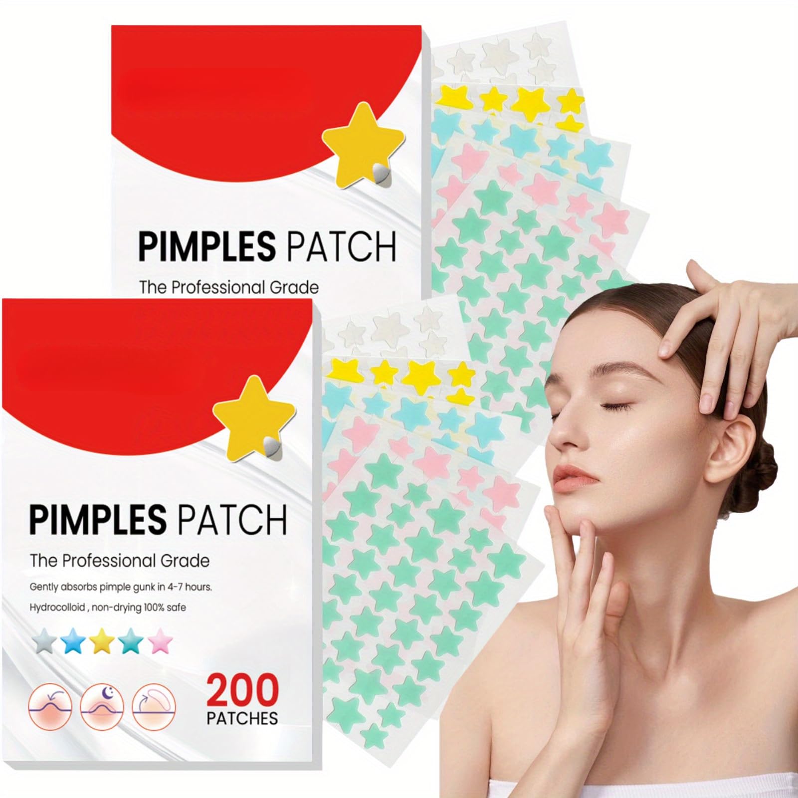 Hydrocolloid Acne Patches for Face - 400 Pcs Star-Shaped Pimple Healing Stickers to Absorb Fluid, Reduce Redness & Blemishes | Perfect for Overnight Spot Treatment & Teen Skincare Care