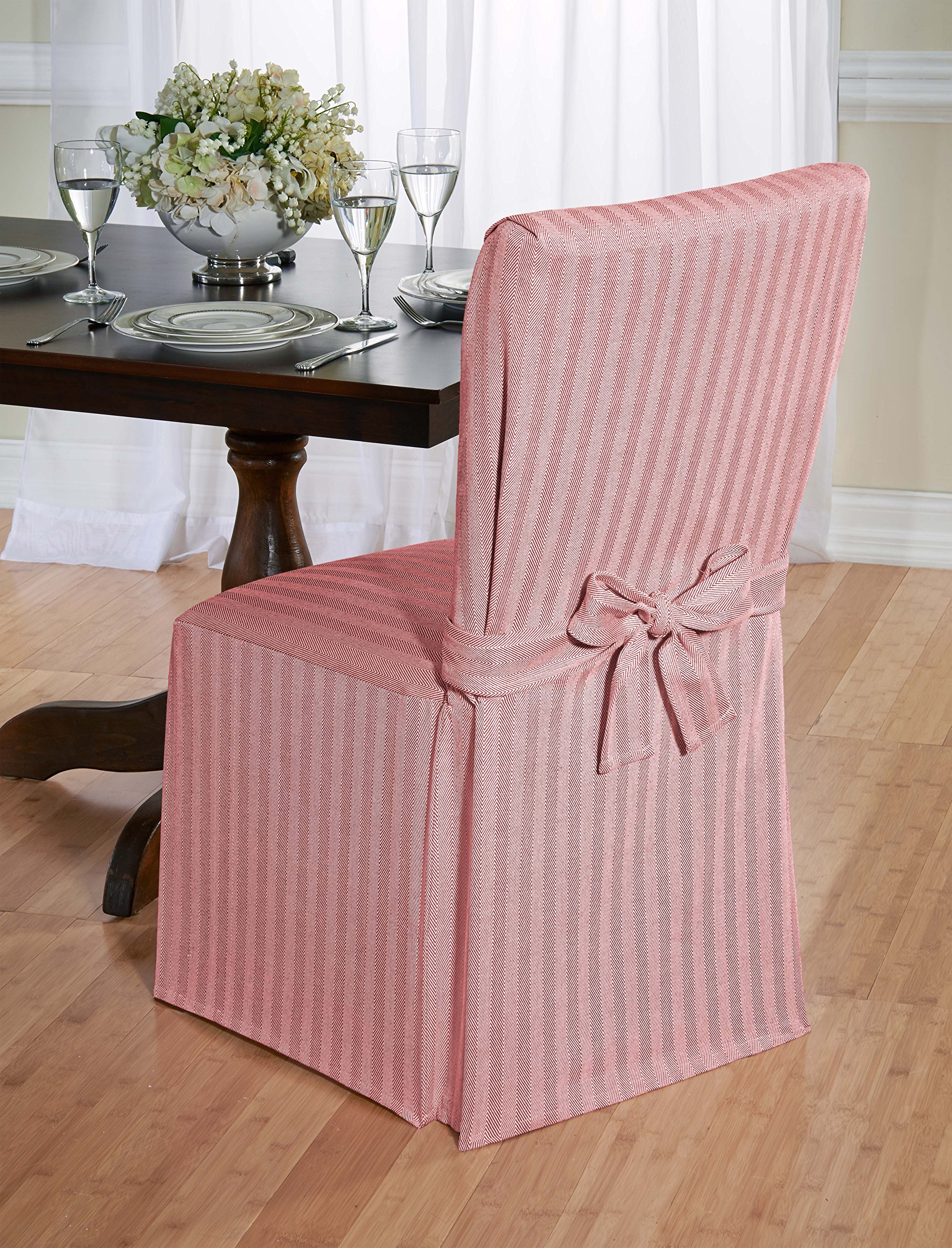Madison Home Herringbone Slipcover for Chair - Red Fabric Sofa Cover - Perfect for Living Room, Office & Dining Room Furniture Protection