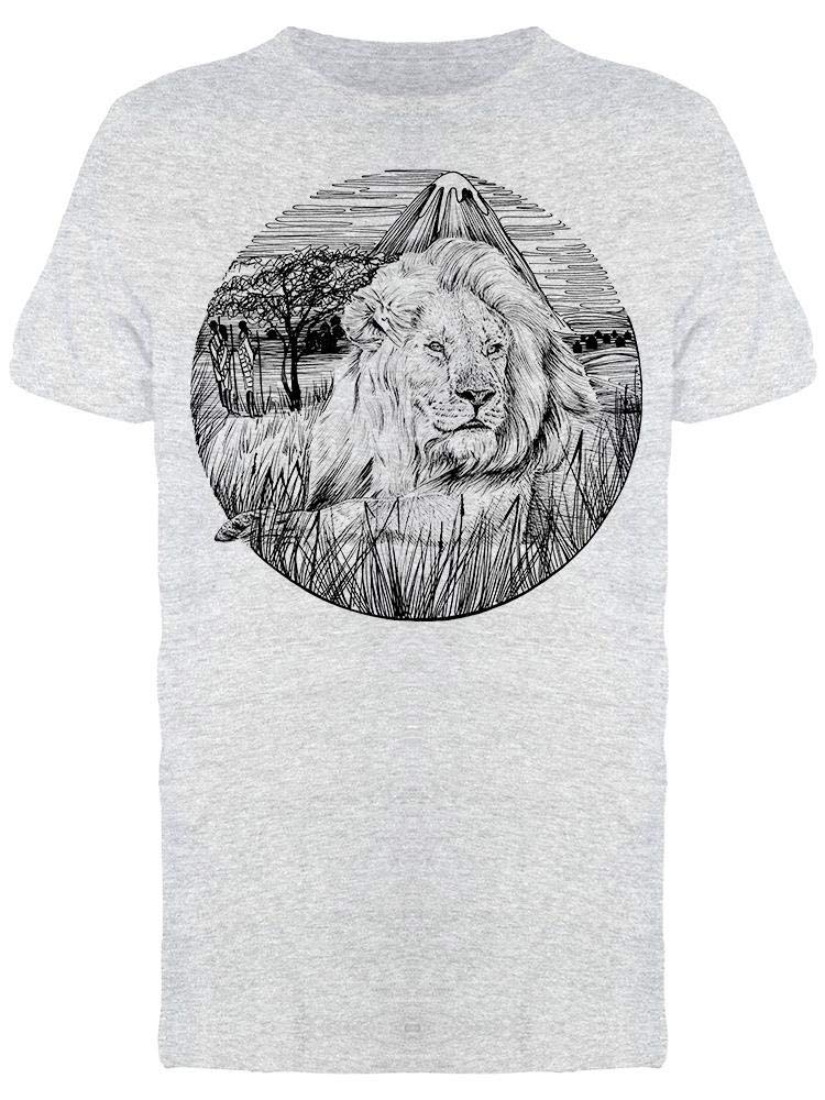 Smartprints Lion and Landscape Sketch T-Shirt for Men - Stylish Graphic Tee for Casual Wear, Street Fashion & Everyday Outfits