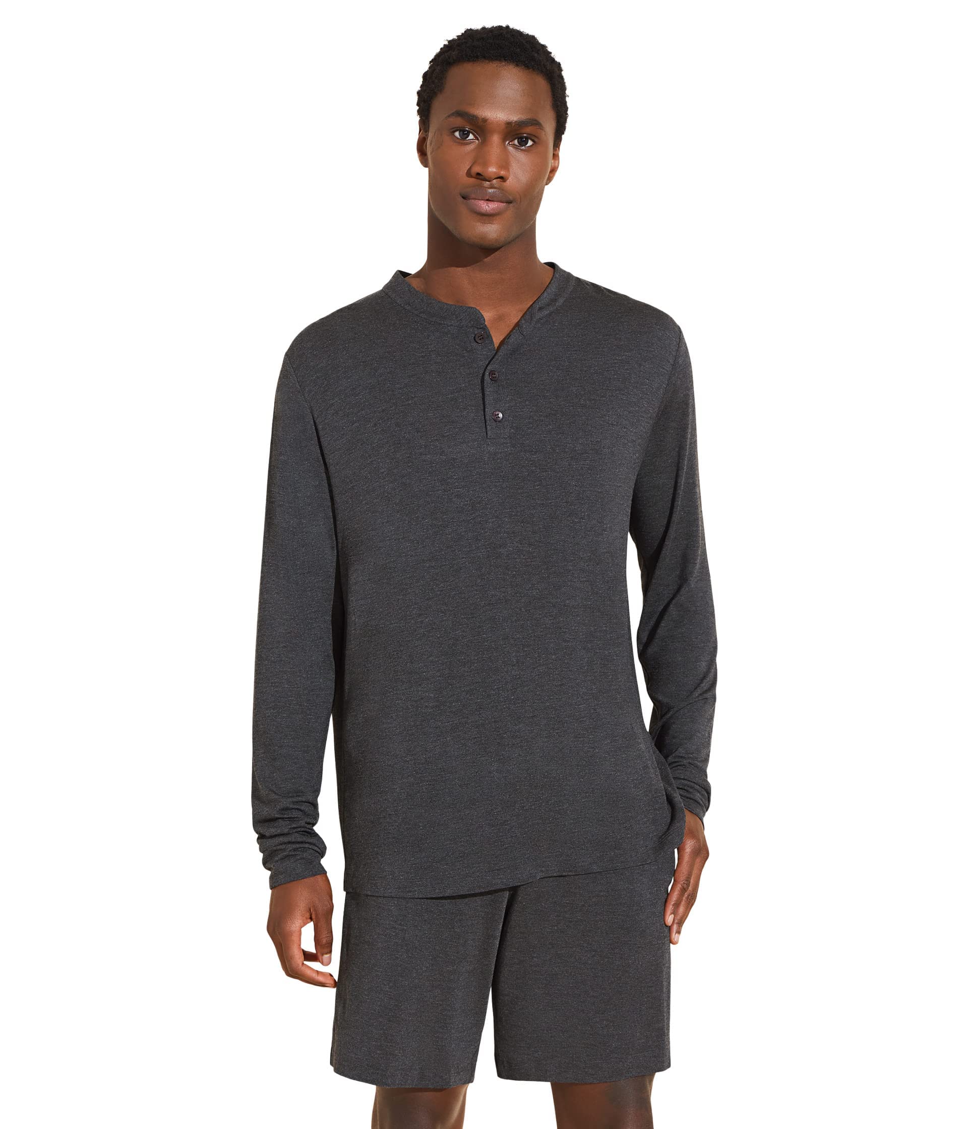 Eberjey Henry Long Sleeve Short Pajama Set for Women - Soft Cotton Sleepwear for Cozy Nights & Lounging at Home