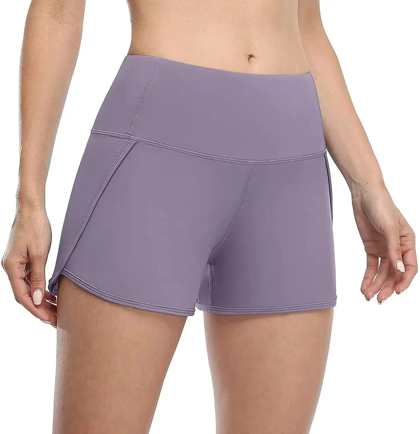 Anfilia Women's High Waist Yoga Shorts with Pockets - Soft Breathable Running Jogging Gym Workout Shorts - Perfect for Yoga, Pilates, Home Exercise & Outdoor Sports Activities