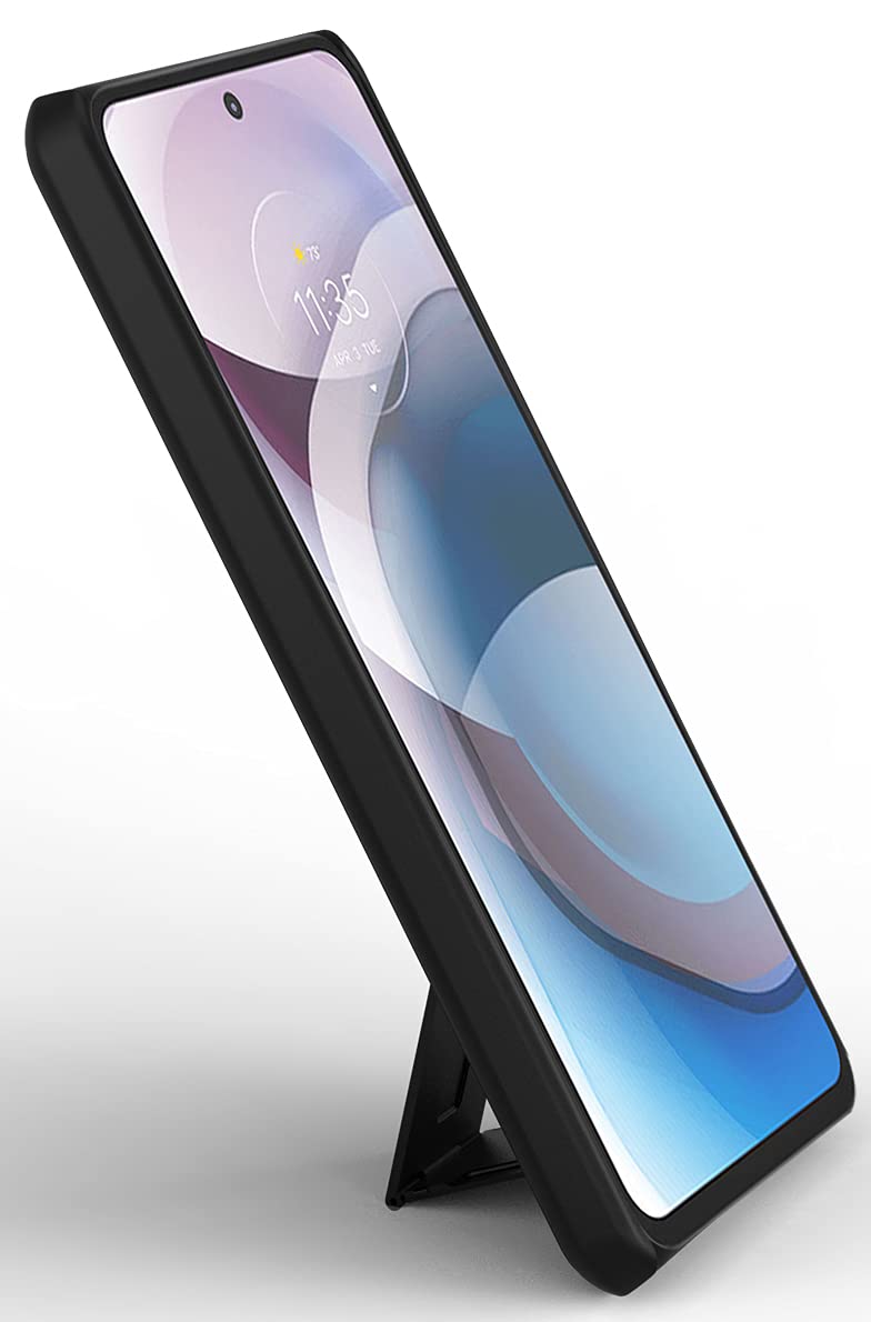 Motorola One 5G Ace Kickstand Case - Slim Hard Shell Phone Cover with Stand for Moto XT2113 | Black | Perfect for Hands-Free Viewing, Video Calls & Gaming