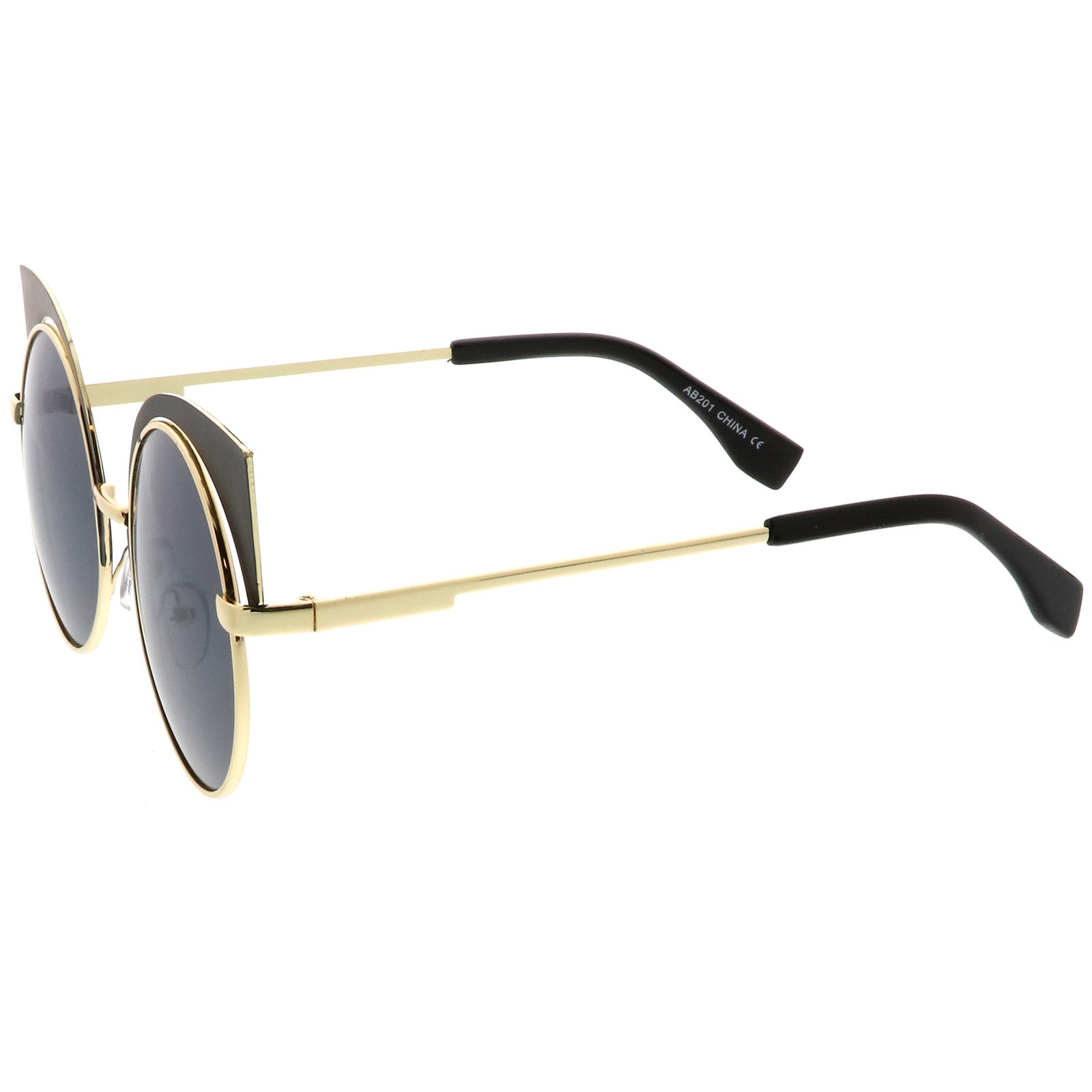 ZeroUV Women's Metal Frame Cat Eye Sunglasses - 54mm Round Cutout Design UV Protection - Perfect for Beach, Driving & Fashion Accessories