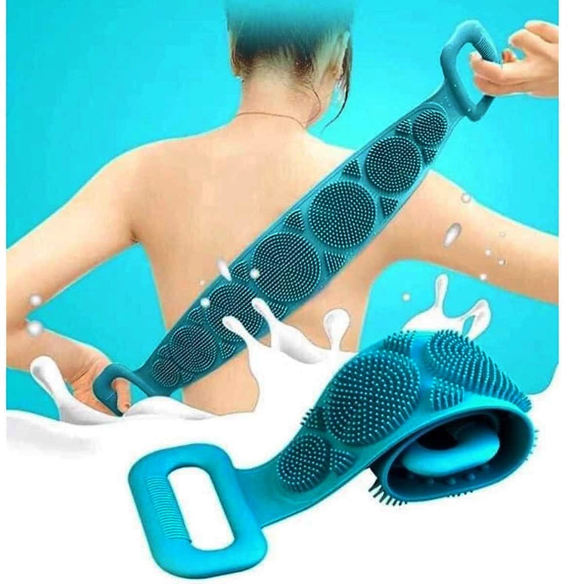 Exfoliating Silicone Body Scrubber Belt - Dual-Sided Shower Scrubber for Deep Cleansing, Dead Skin Removal & Foot Care | Waterproof Bath Brush for Spa, Pedicure & Full Body Exfoliation | Perfect for Shower, Bath & Travel Use