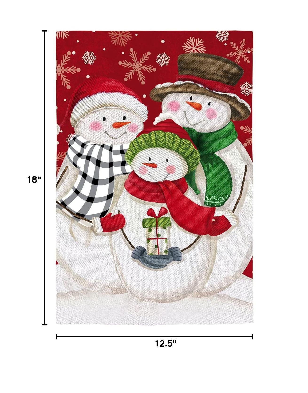 Evergreen Snow Family House Flag - Textured Suede Outdoor Decorative Banner for Christmas, Winter & Holiday Home Decor - Perfect for Front Porch, Yard & Seasonal Celebrations
