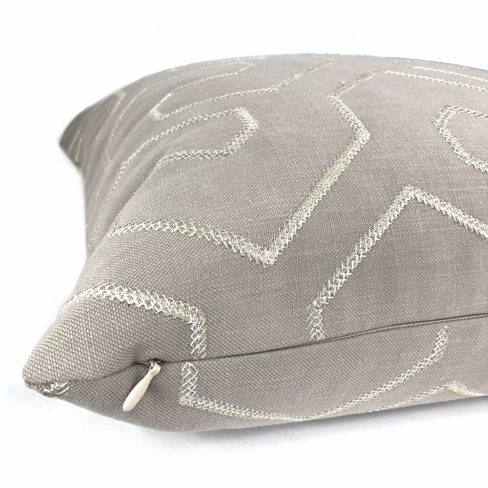 Gibson Stone & Silver Embroidered Geometric Maze Pillow Cover - Decorative Throw Pillow Case for Sofa, Bed, Couch - 18x18 Inches (Fabric by the Yard Available) - Perfect for Living Room, Bedroom & Home Decor