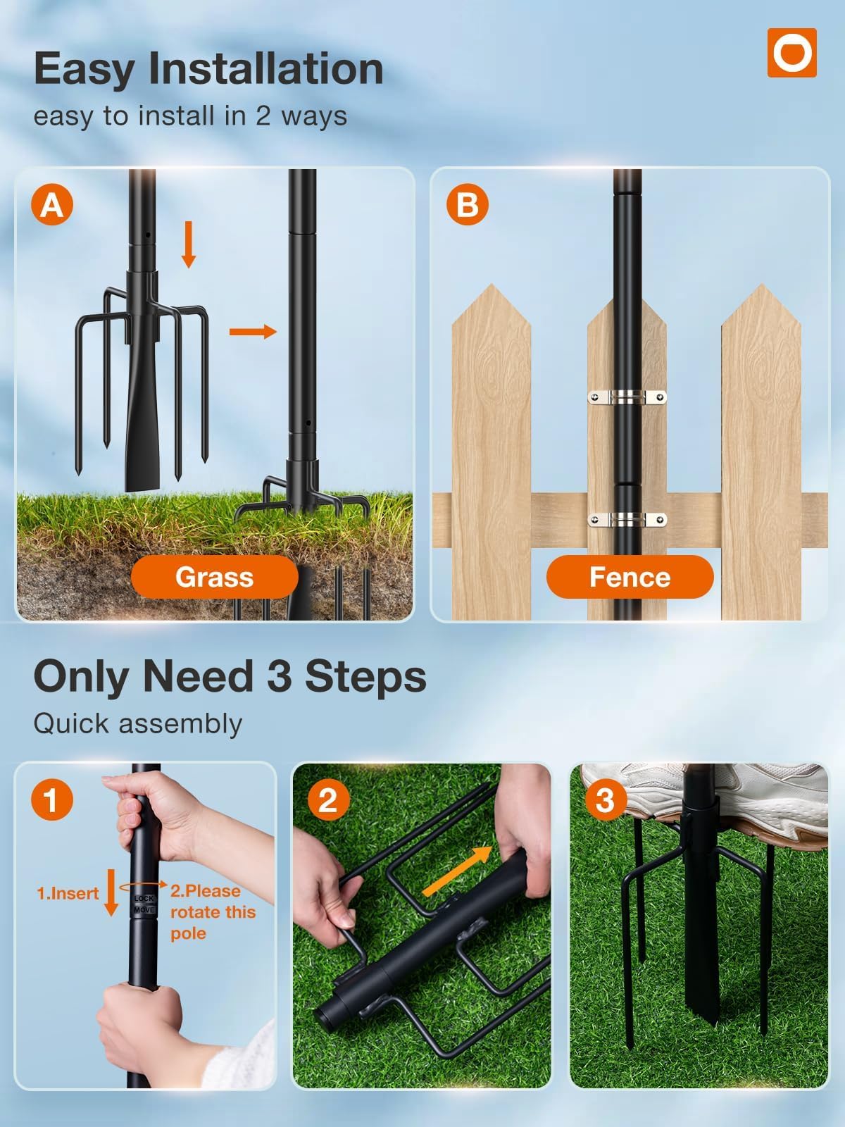 Addlon 4 Pack 9FT Aluminum Outdoor String Light Poles - Waterproof Hanging Light Stands with Hooks for Patio, Garden, Deck, Backyard (Classic Black) - Perfect for Creating Ambient Lighting at Outdoor Parties and Dining Areas