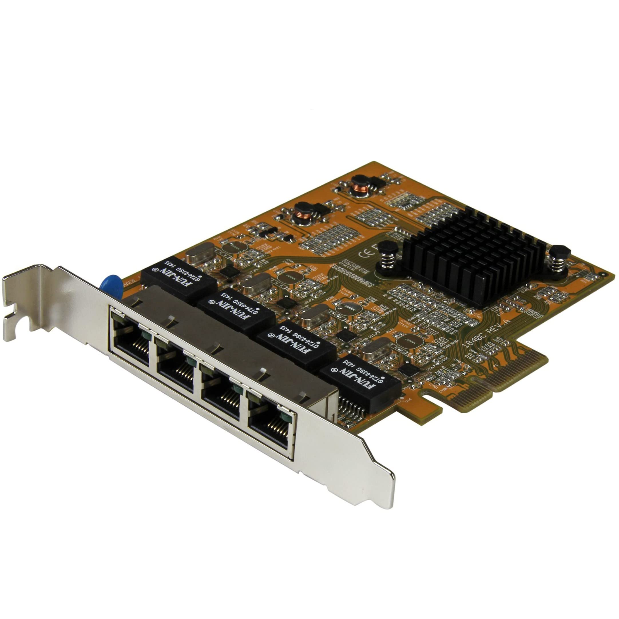 StarTech.com 4 Port PCIe Gigabit Ethernet Network Card - Standard Profile - RJ45 Port - Realtek RTL8111G Chipset - NIC Server Adapter for High-Speed Networking (ST1000SPEX43) - Ideal for Gaming PCs, Workstations, and Server Upgrades
