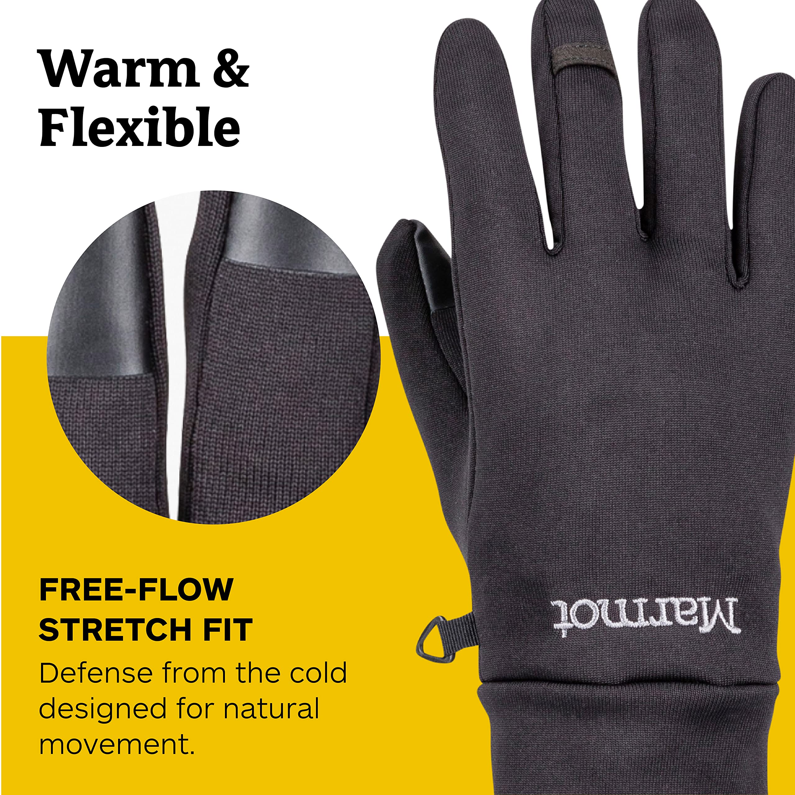 MARMOT Power Stretch Connect Glove - Winter Thermal Gloves for Men & Women, Touchscreen Compatible, Outdoor Skiing, Hiking, Snowboarding & Cold Weather Activities