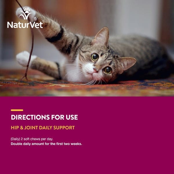 NaturVet Hip & Joint Soft Chews for Cats with Omega-3 - Supports Joint Health & Mobility - Perfect for Senior Cats & Active Felines