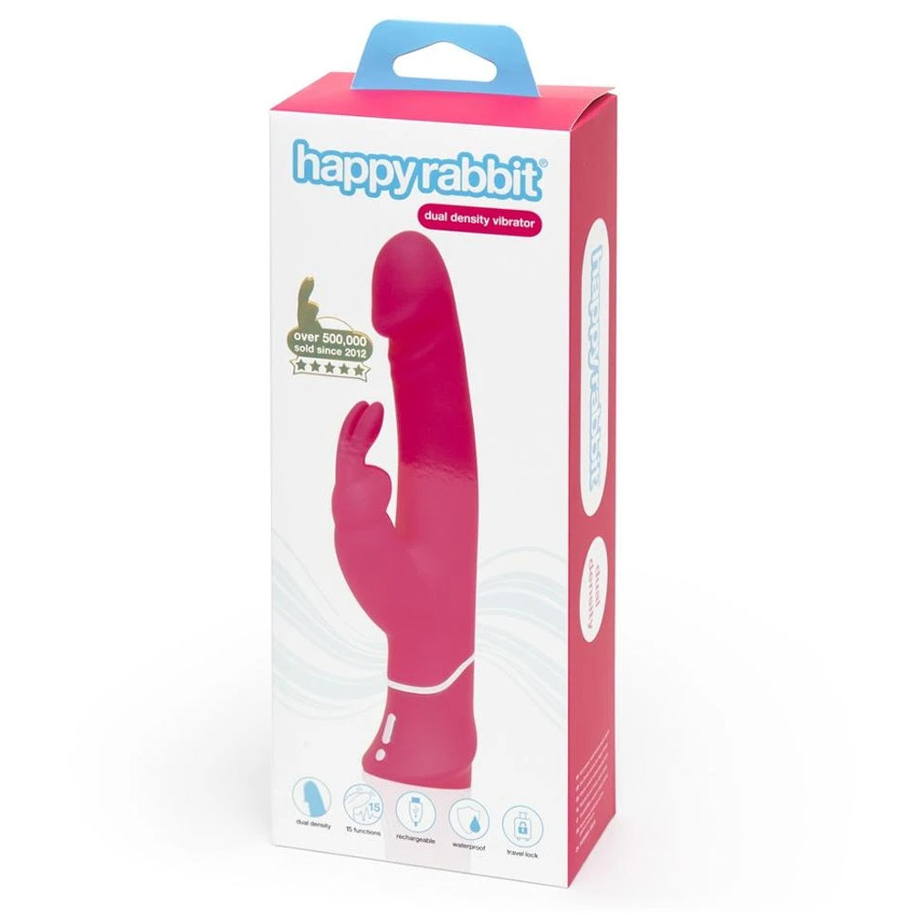 Happy Rabbit Dual Density Silicone Vibrator - Realistic Feel for Women's Pleasure - Perfect for Couples Play & Solo Use