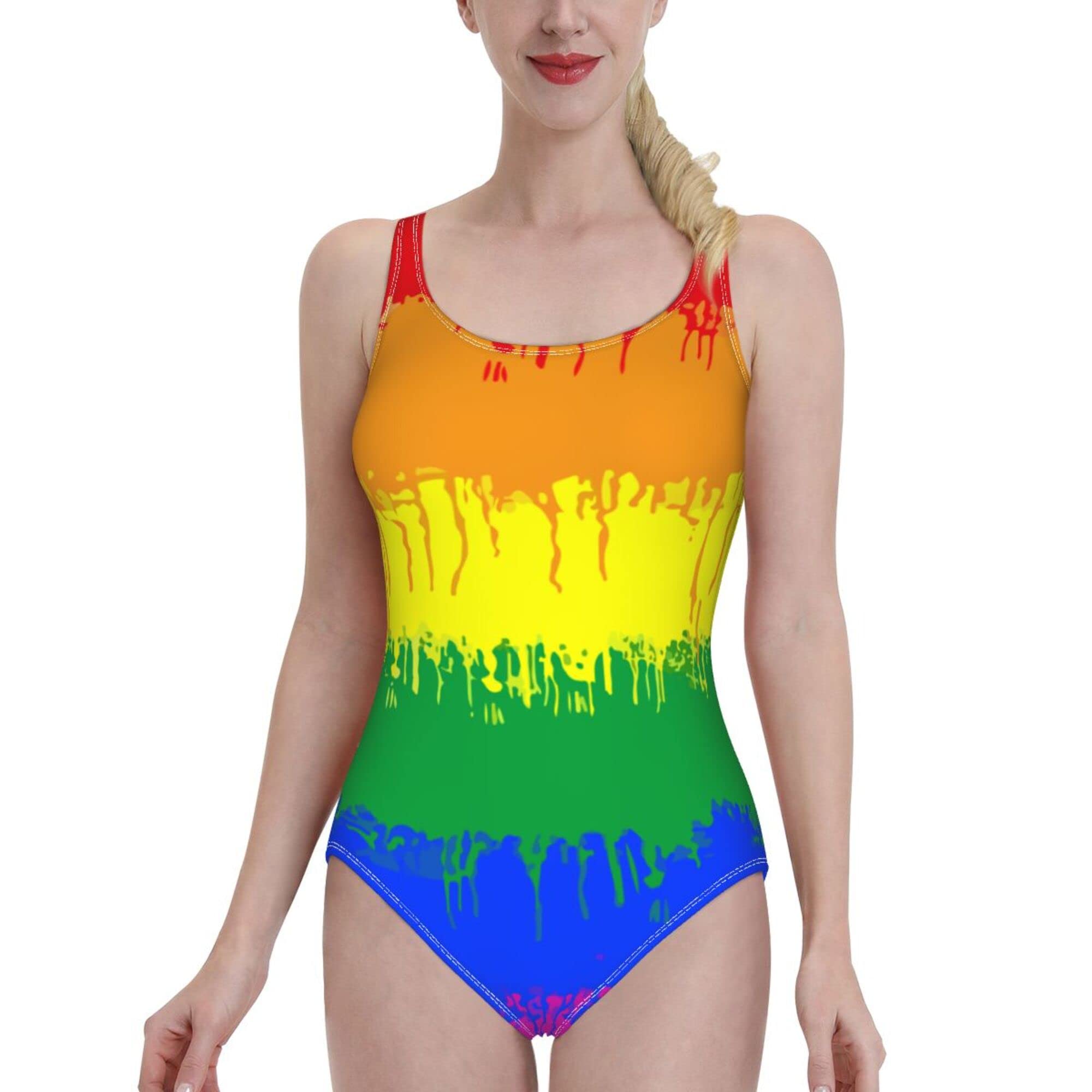 SEAEAGLE LGBT Pride Rainbow Flag One Piece Athletic Swimsuit for Women - High Performance Bathing Suit for Swimming, Beach & Pool Workouts | Gay Lesbian Pride Swimwear for Summer, Vacation & Water Sports