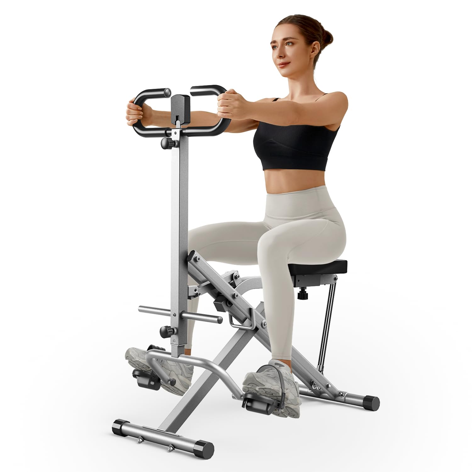 UMAY Foldable Squat Machine for Home Gym - 3 High-Strength Resistance Bands for Full Body Workout | Perfect for Squats, Rowing & Strength Training Exercises in Small Spaces