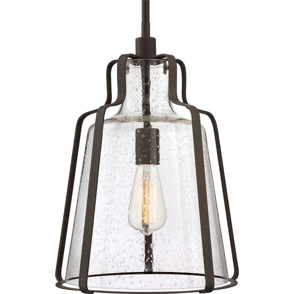 Rustic Black Ceiling Hanging Pendant Light with Clear Glass Shade - Perfect for Kitchen Island, Dining Room, and Farmhouse Decor