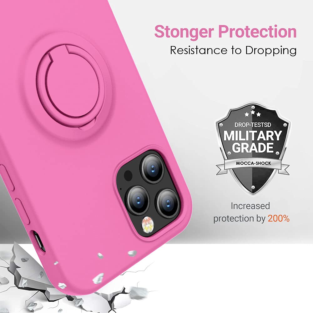 MOCCA iPhone 12 Pro Max Case 6.7 inch with Ring Kickstand & Shockproof Protection | Soft Microfiber Lining | Anti-Scratch Full Body Cover | Compatible with iPhone 12 Pro Max - Pitaya Color | Perfect for Work, Travel & Everyday Use