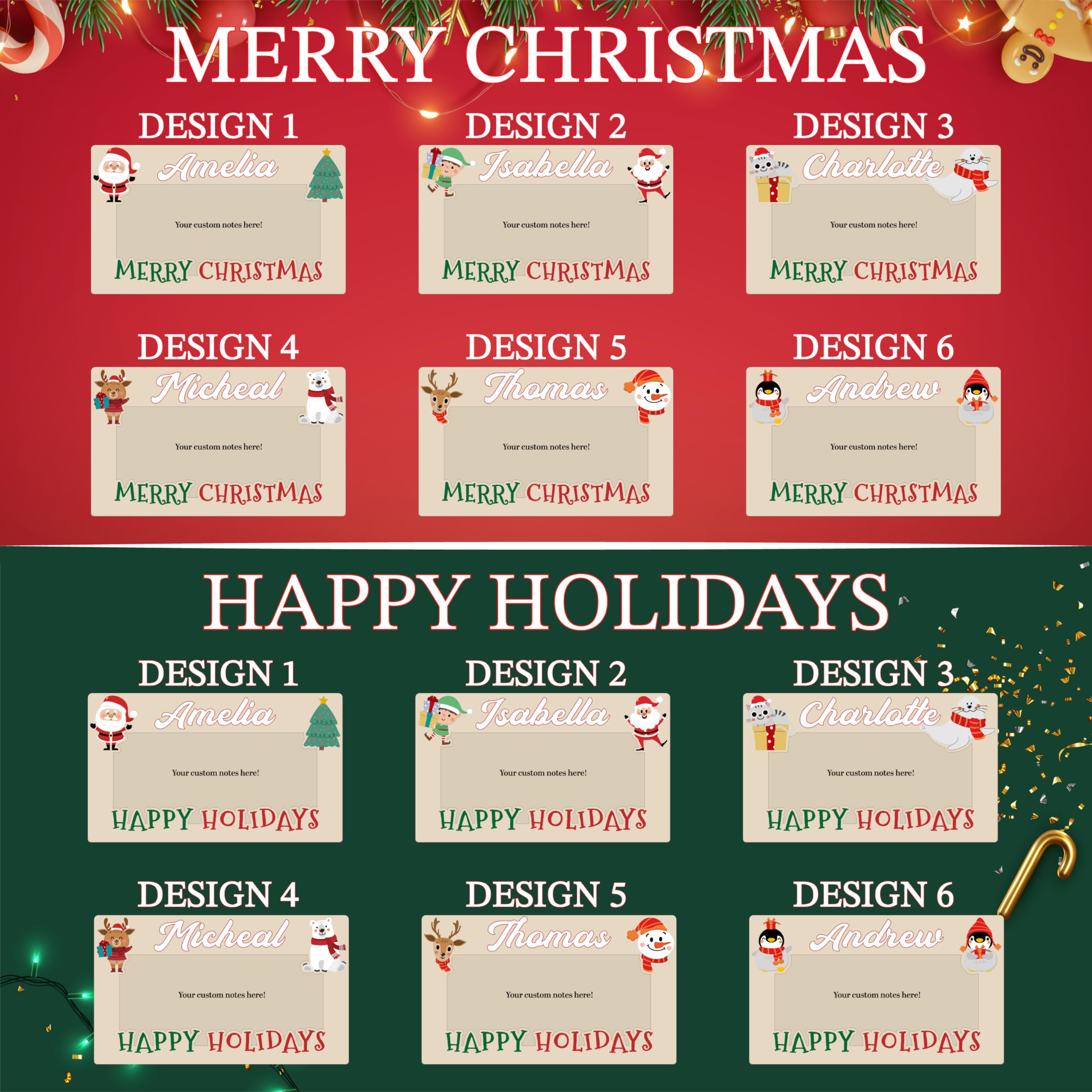 Personalized Christmas Money Holder - Custom Wooden Cash Gift Envelope with Name - Double Layer Design (6 Styles) - Perfect for Holiday Gifts, Stocking Stuffers & Christmas Presents
