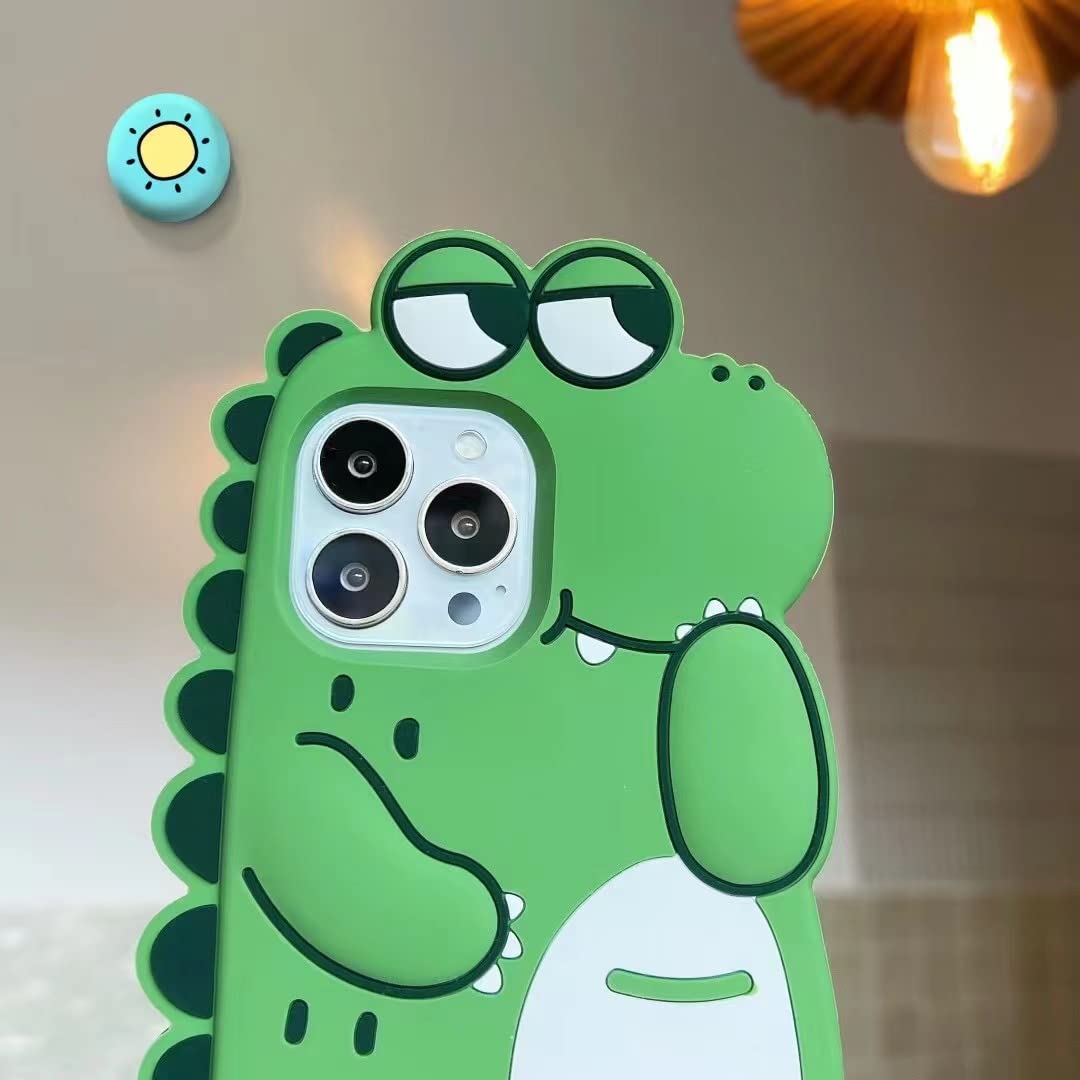 Cute 3D Cartoon Crocodile Soft Silicone Shockproof Protective Phone Case for iPhone 12 Pro Max - Kawaii Green Cover for Women & Girls | Perfect for Everyday Use, School, Work and Travel