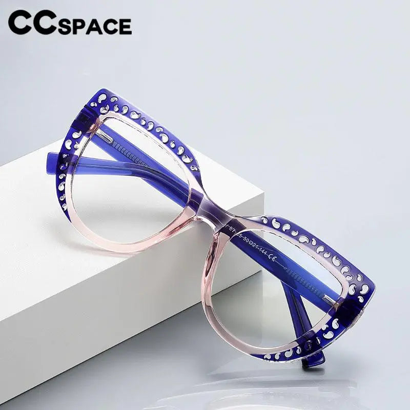 CCspace Women's Full Rim Cat Eye Titanium Eyeglasses Frame - Lightweight & Durable TR90 Material (Model 56998) - Perfect for Work, Reading & Fashion Accessories