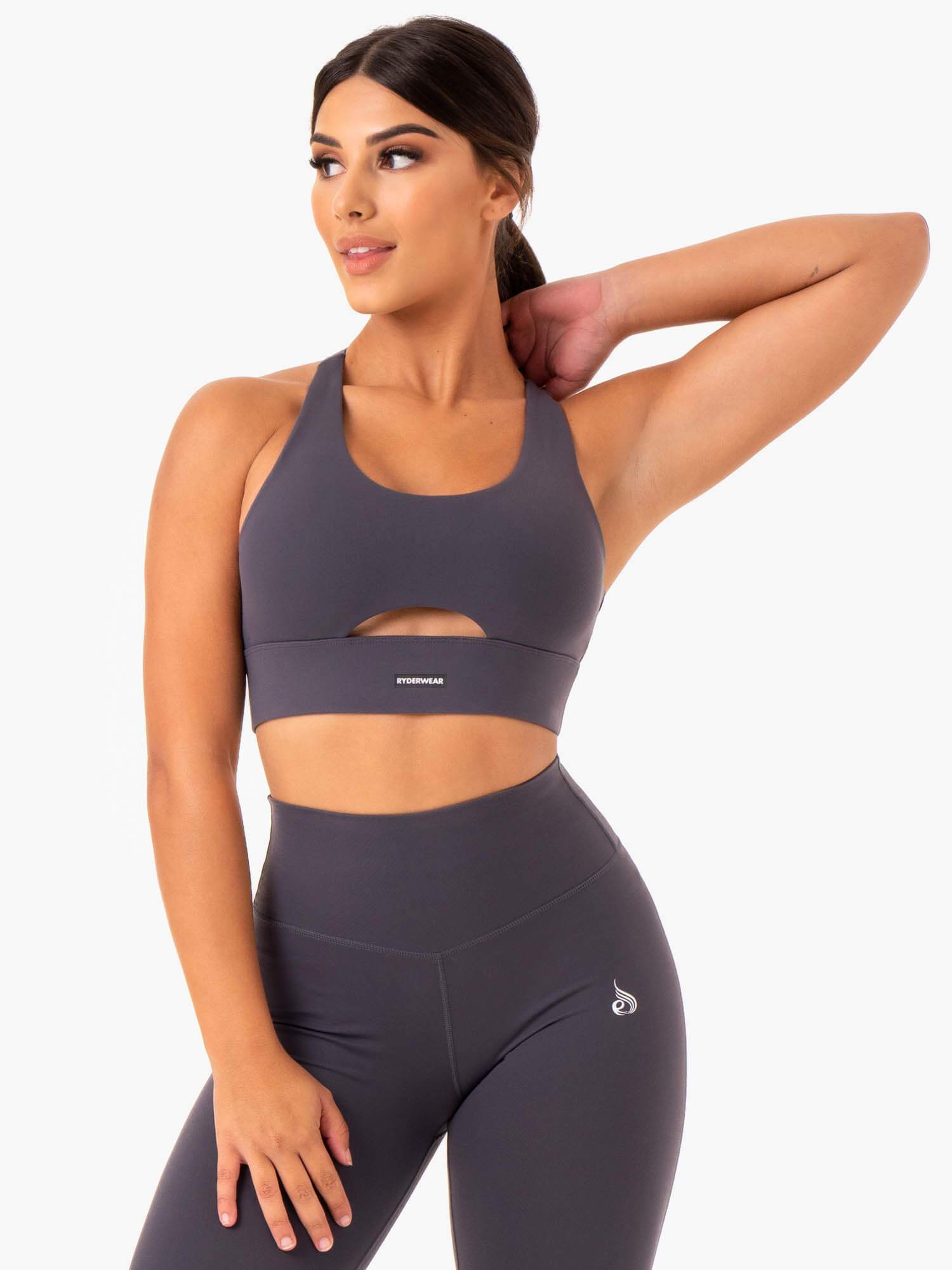 High-Performance Racerback Sports Bra for Women - Breathable Workout Top in Charcoal Grey | Ideal for Running, Yoga & Gym Training