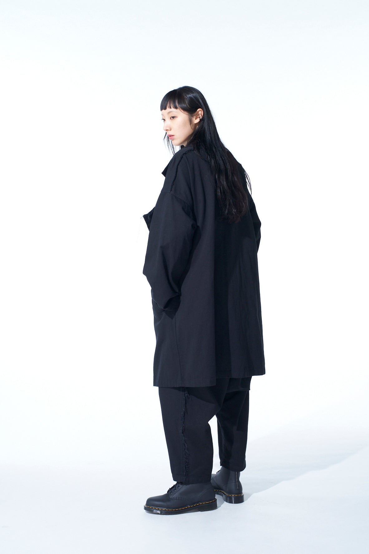 COTTON DRILL CUT OUT DRAPE COAT - Women's Fashion Outerwear for Spring & Fall | Perfect for Office, Date Night & Casual Outings