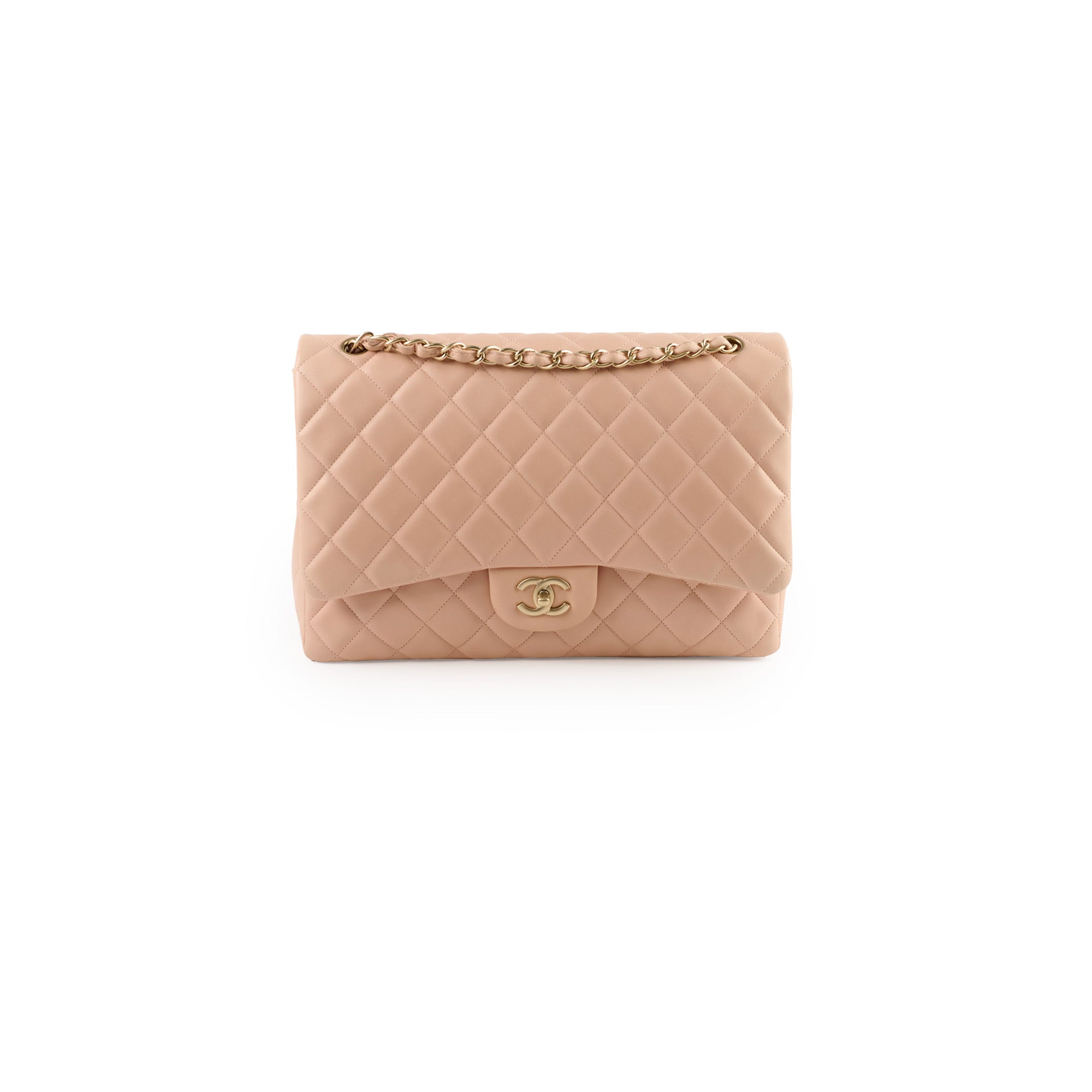 Chanel Maxi Flap Bag in Beige/Nude - Luxury Leather Shoulder Bag for Women | Perfect for Work, Date Night & Special Occasions