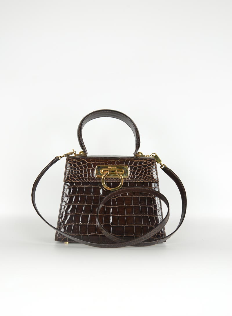 Ferragamo Brown Coco Leather Iconic Bag - Luxury Handbag for Women, Perfect for Office, Parties & Everyday Use