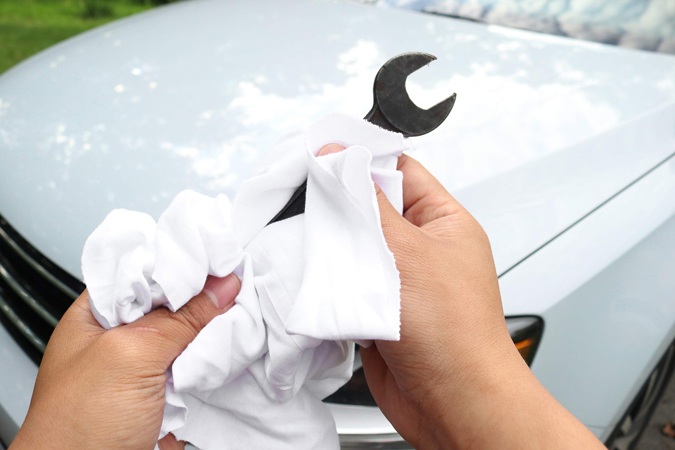 **Arkwright W43 Premium Cotton T-Shirt Rags - 5 lb Bulk Pack (8-Pack) - Ultra-Soft, Lint-Free Cleaning Cloths for Streak-Free & Scratch-Free Polishing, Painting, Staining - Professional Grade Wiping Towels for Home, Workshop & Auto Detailing - White**
