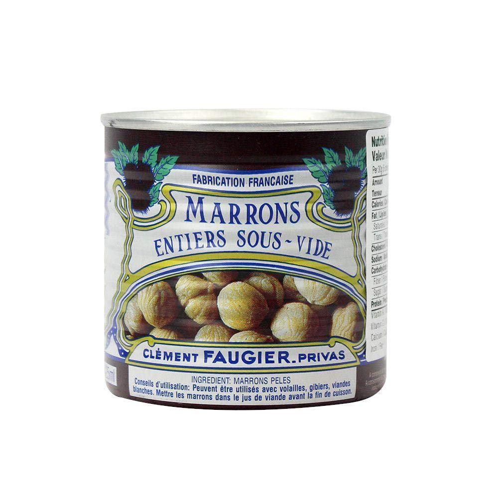 Premium Clement Faugier Whole Peeled Chestnuts - Vacuum Packed 240g (8.0 oz) - Perfect for Stuffing, Desserts & Holiday Cooking