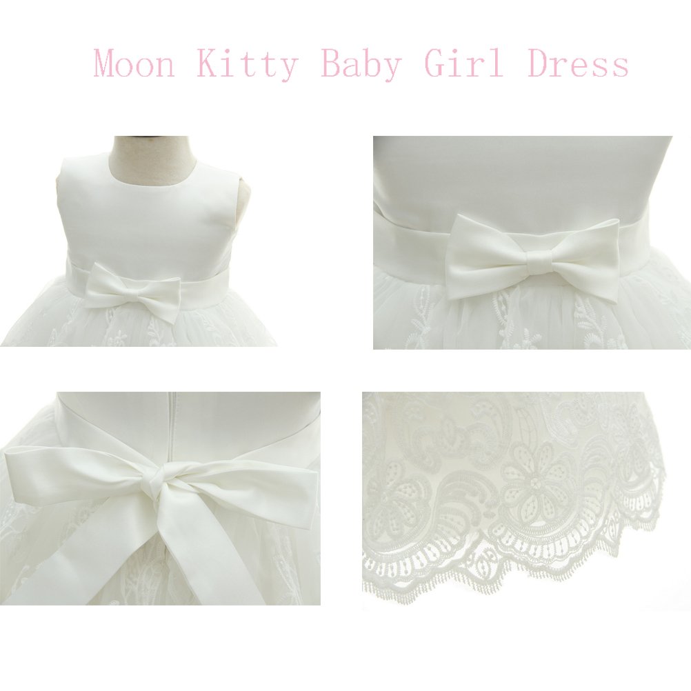 Moon Kitty Baby Girls Embroidered Baptism Dresses - Elegant Christening Gowns for Special Occasions | Perfect for Church Ceremonies, Baby Showers & First Birthday Celebrations