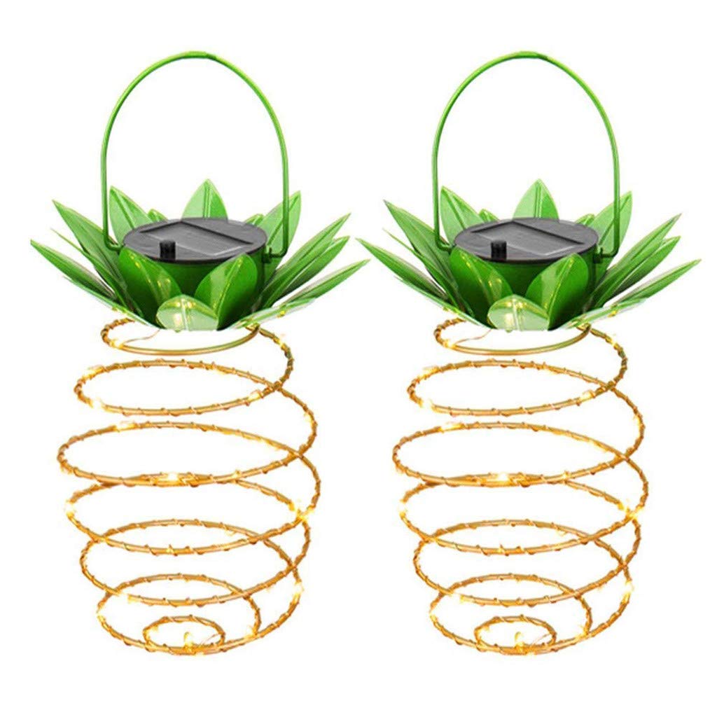 2PCS Solar Pineapple LED Lights - Warm White Outdoor Garden Decor for Home, Patio, Yard & Pathway - Waterproof Multicolor Solar-Powered Lanterns for Parties, Weddings & Holiday Decorations
