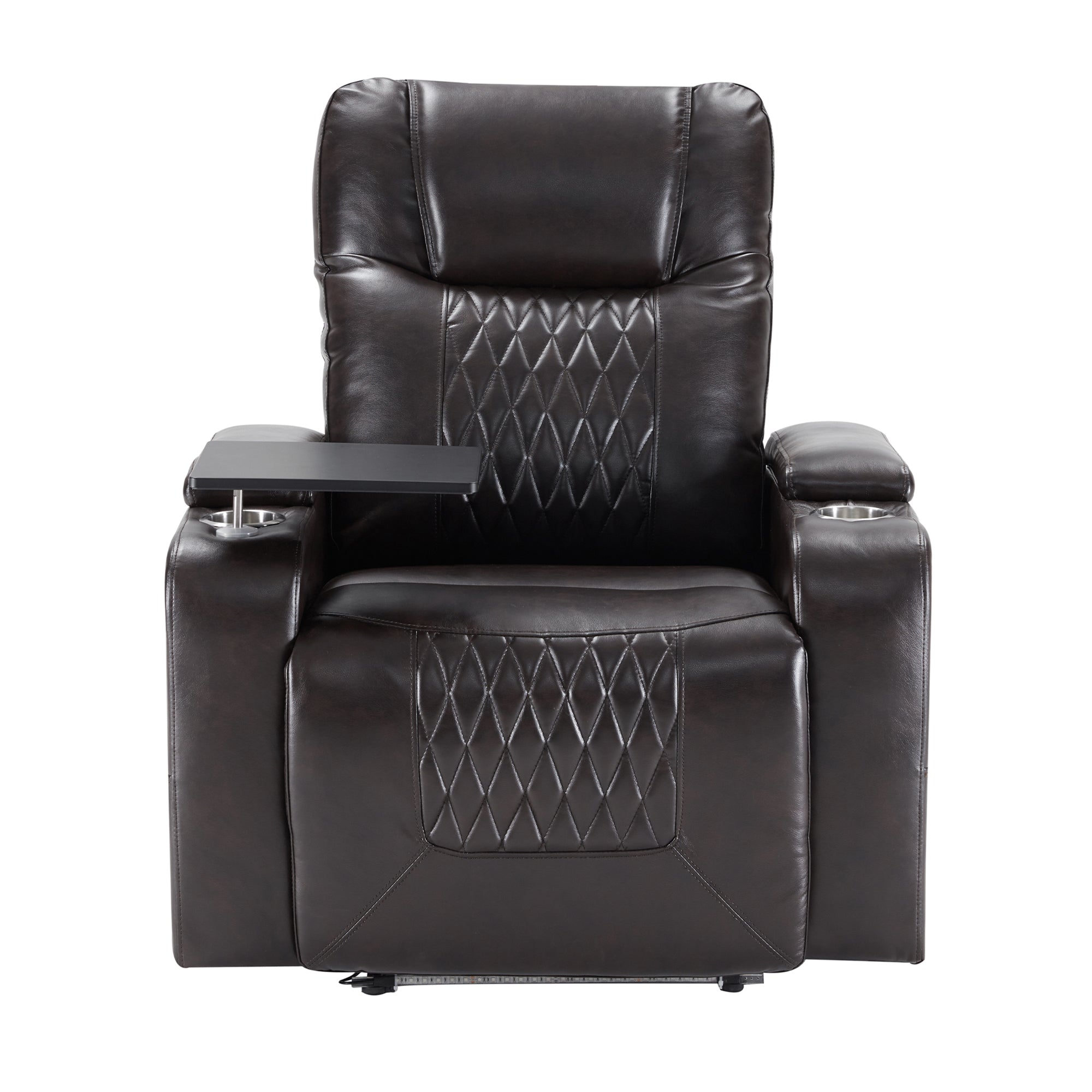 Power Motion Recliner Chair with USB Charging Port, Hidden Arm Storage, 2 Cup Holders & 360° Swivel Tray Table - Black - Perfect for Living Room, Home Theater & Office Relaxation