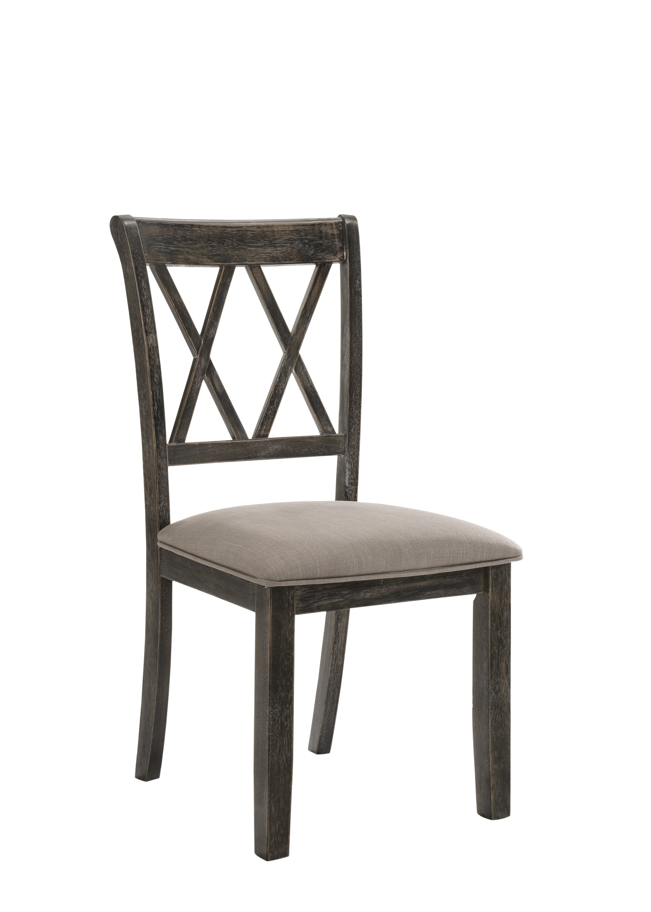 Claudia II Beige Fabric & Weathered Gray Finish Side Chairs (Set of 2) - Perfect for Dining Room, Kitchen, or Office Accent Seating