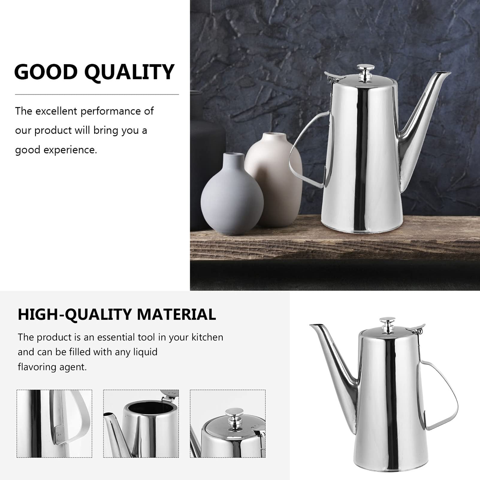 Hemoton 1pc Stainless Steel Oil Dispenser & Water Bottle - 500ml Cold Water Kettle, Household Oil Container for Cooking, Sesame Oil, Vinegar Storage - Perfect for Kitchen, Camping & Outdoor Use