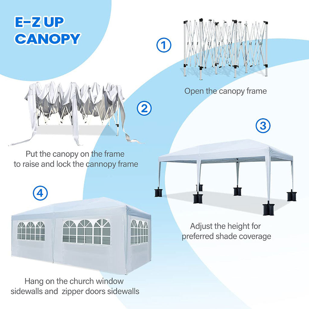 10' x 20' White Pop Up Canopy Tent with Removable Sidewalls - Outdoor Party, Camping, Beach & Event Shelter for Picnics, Markets & Backyard Gatherings