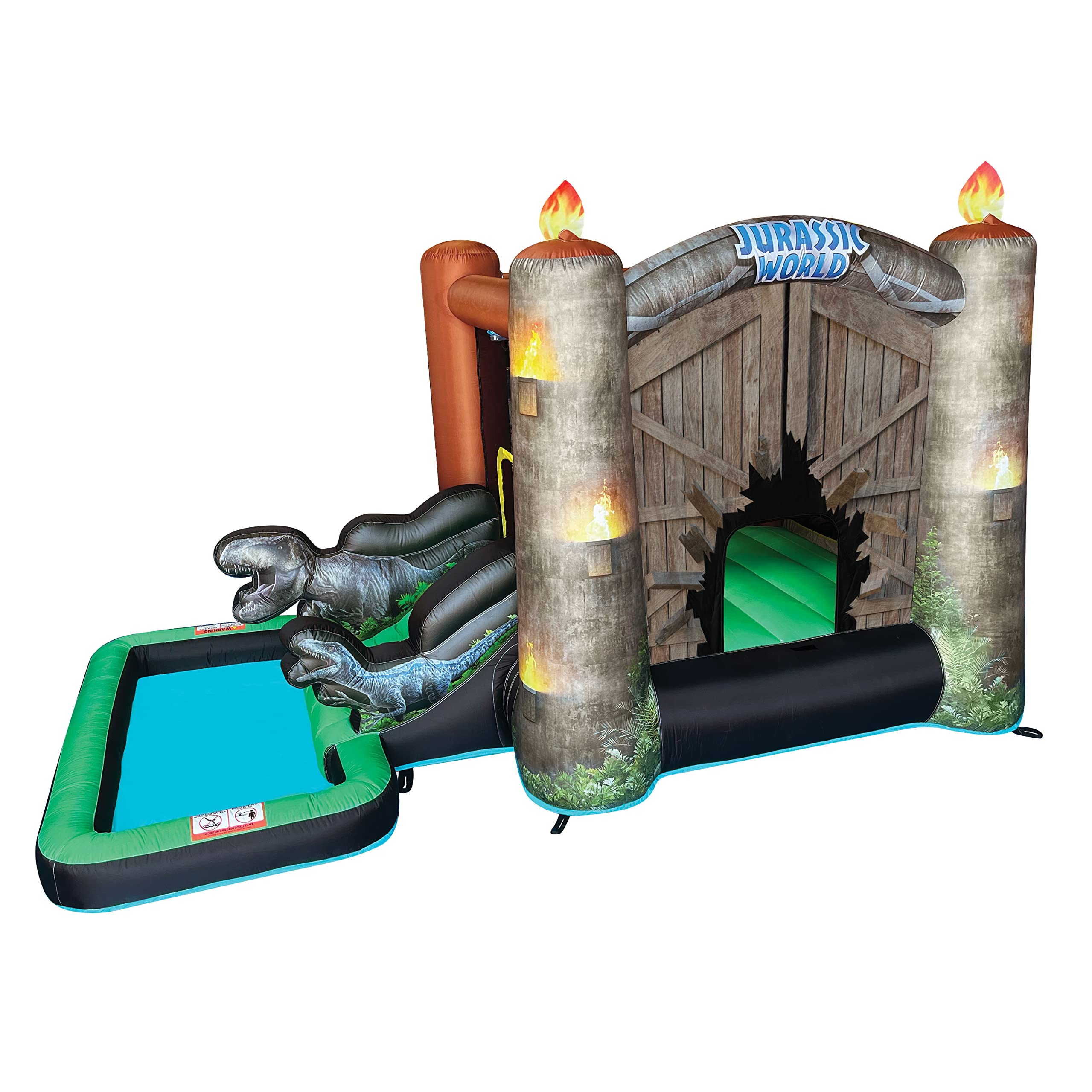 Jurassic World Dinosaur Bounce House with Water Slide & Ball Pit - Indoor/Outdoor Inflatable Bouncer Castle for Kids 3-8 | Includes GFCI Air Blower & Pool | Perfect for Birthday Parties, Backyard Fun & Summer Water Play