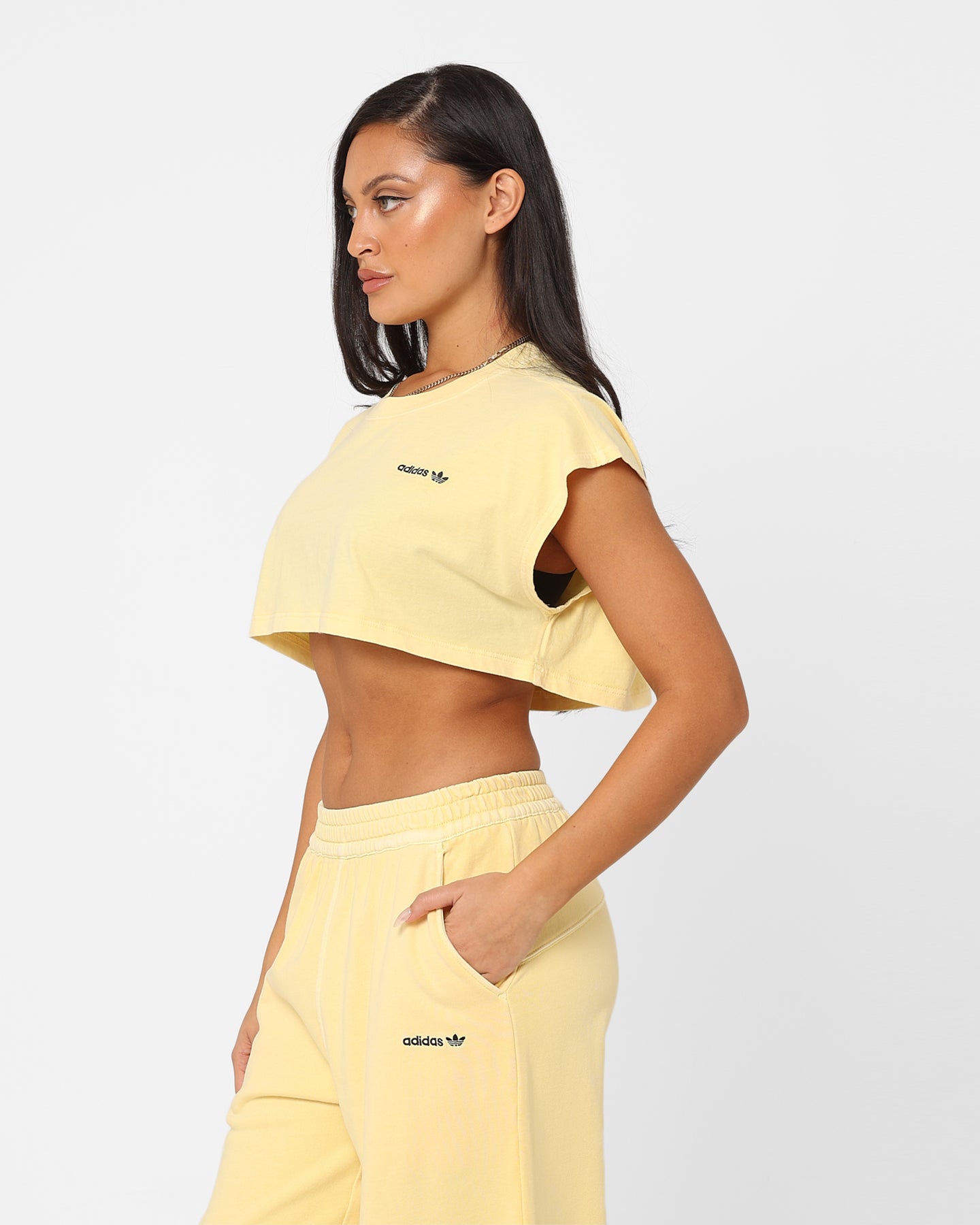 Adidas Women's Must Crop T-Shirt - Almost Yellow Athletic Top for Running, Yoga & Casual Wear
