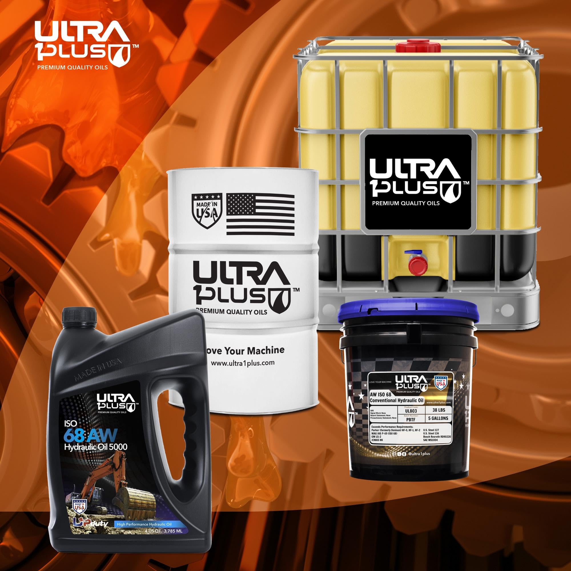 Premium AW ISO 68 Hydraulic Oil - 4 Gallon Pail for Heavy Machinery & Industrial Equipment - Ideal for Hydraulic Systems, Construction Equipment, and Agricultural Machinery