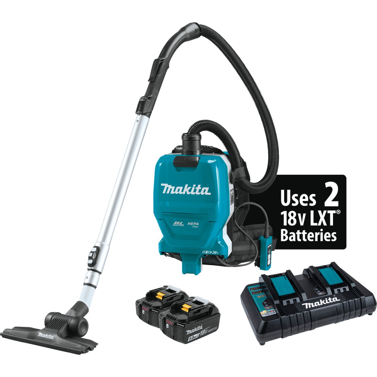 36V (18V X2) LXT® Brushless Cordless Backpack Wet Dry Vacuum with HEPA Filter - Ideal for Construction, Renovation, and Workshop Cleaning