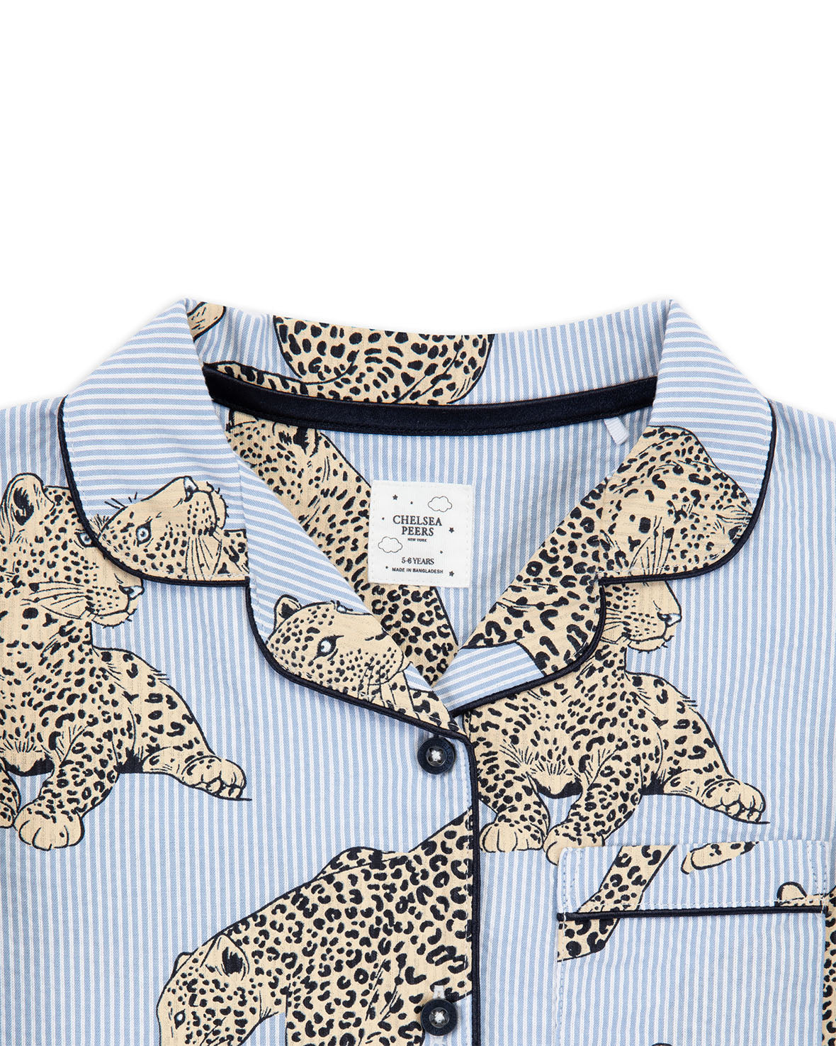 Kids Seersucker Cotton Leopard Stripe Print Long Pajama Set - Soft & Comfortable Sleepwear for Boys & Girls - Perfect for Bedtime, Sleepovers & Cozy Nights