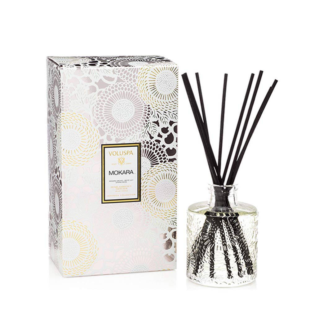 Voluspa Mokara Scented Reed Diffuser - 3.4 oz Luxury Home Fragrance for Living Room, Bedroom & Bathroom Decor | Long-Lasting Aromatherapy Gift